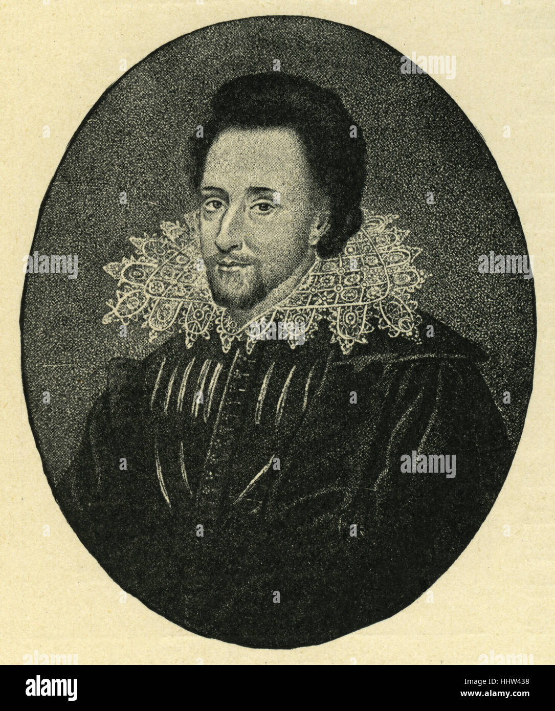 Sir Thomas Overbury, Portrait. Englischer Dichter und Essayist, 1581-1613. Nach dem Porträt von Cornelius Janssen. Stockfoto