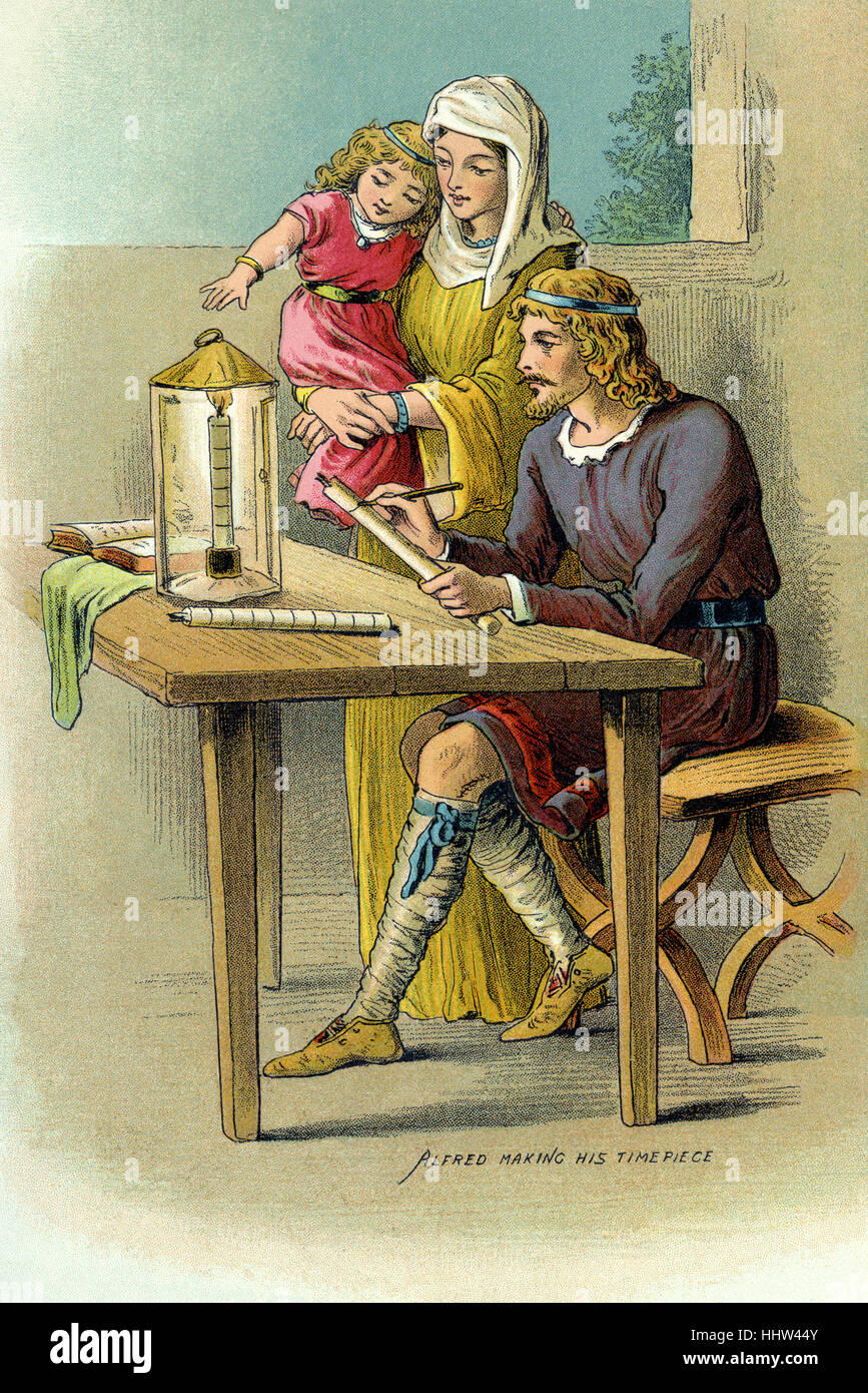 Alfred der große erfunden nach viktorianischen Historiker, eine Laterne, die eine Kerze verwendet, die für vier Stunden verbrannt. Mit seinem Stockfoto