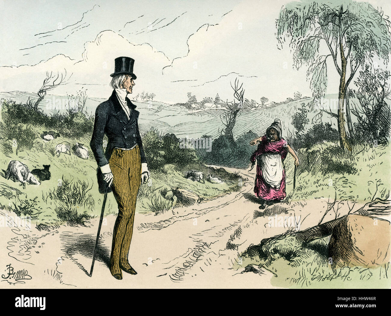 Dombey und Sohn von Charles Dickens. Bildunterschrift lautet: "Gehen Sie und ihr entgegen".   Illustration von Fred Barnard. Kupferstich von Dalziel. Stockfoto
