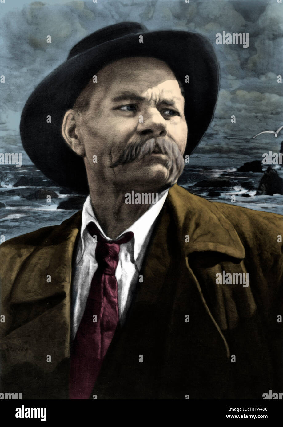 Alexei Maximovich / Maxim Gorky - Porträt des russischen Schriftstellers. Gorki. 28. März 1868 - 14. Juni 1936. Gemalt von Isaac Stockfoto Alexei Maximovich / Maxim Gorky - Porträt des russischen Schriftstellers. Gorki. 28. März 1868 - 14. Juni 1936. Gemalt von Isaac Stockfoto