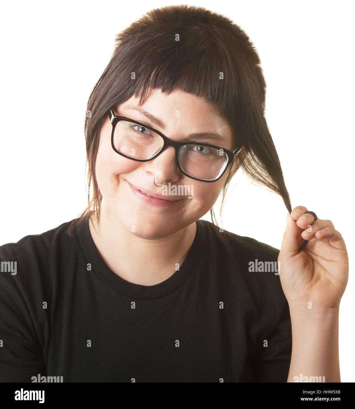 leer, europäisch, europäischer Abstammung, Haltung, Freisteller, erfreut, anspruchslose, Stockfoto