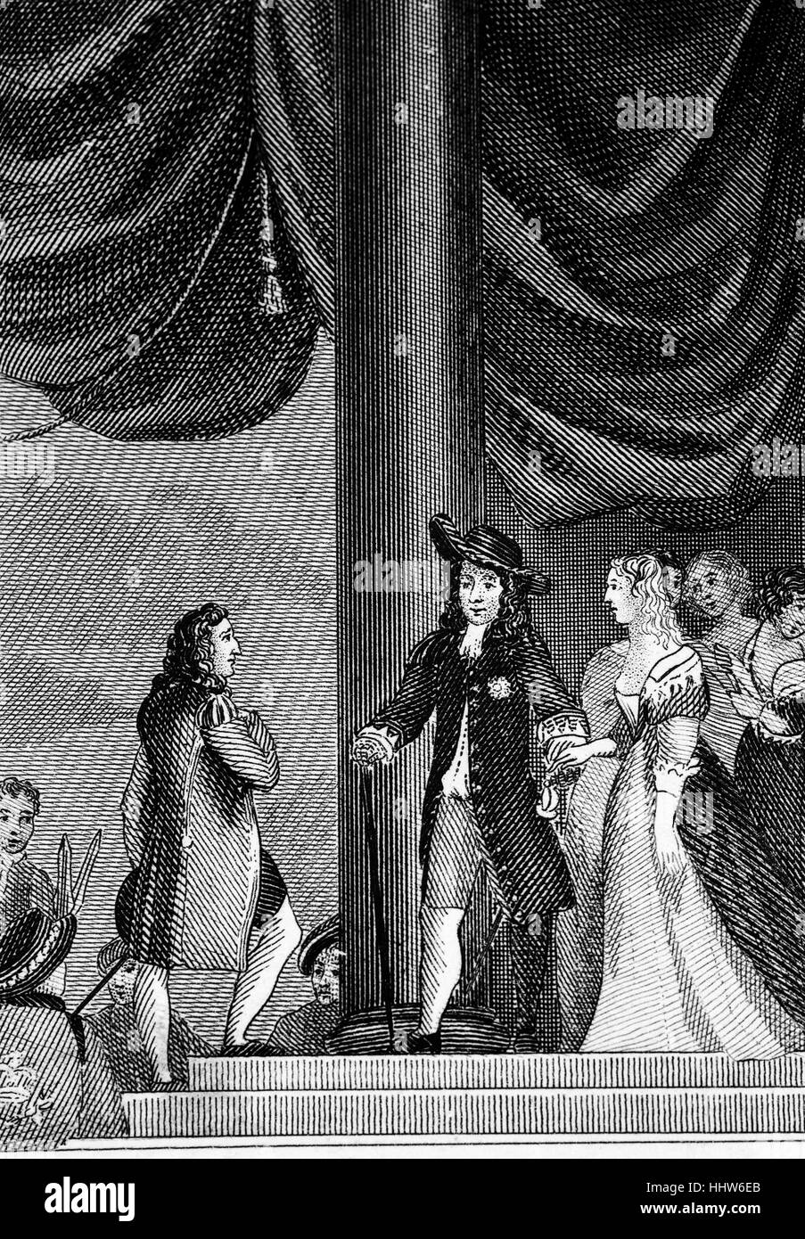 Die Einführung von Lady Mary(1631 – 1660), die älteste Tochter von König Charles I auf Prinz William II. Die Hochzeit fand am 2. Mai 1641 in der Chapel Royal in London aber wurde angeblich nicht seit einigen Jahren vollzogen, weil die Braut erst neun Jahre alt war. Stockfoto