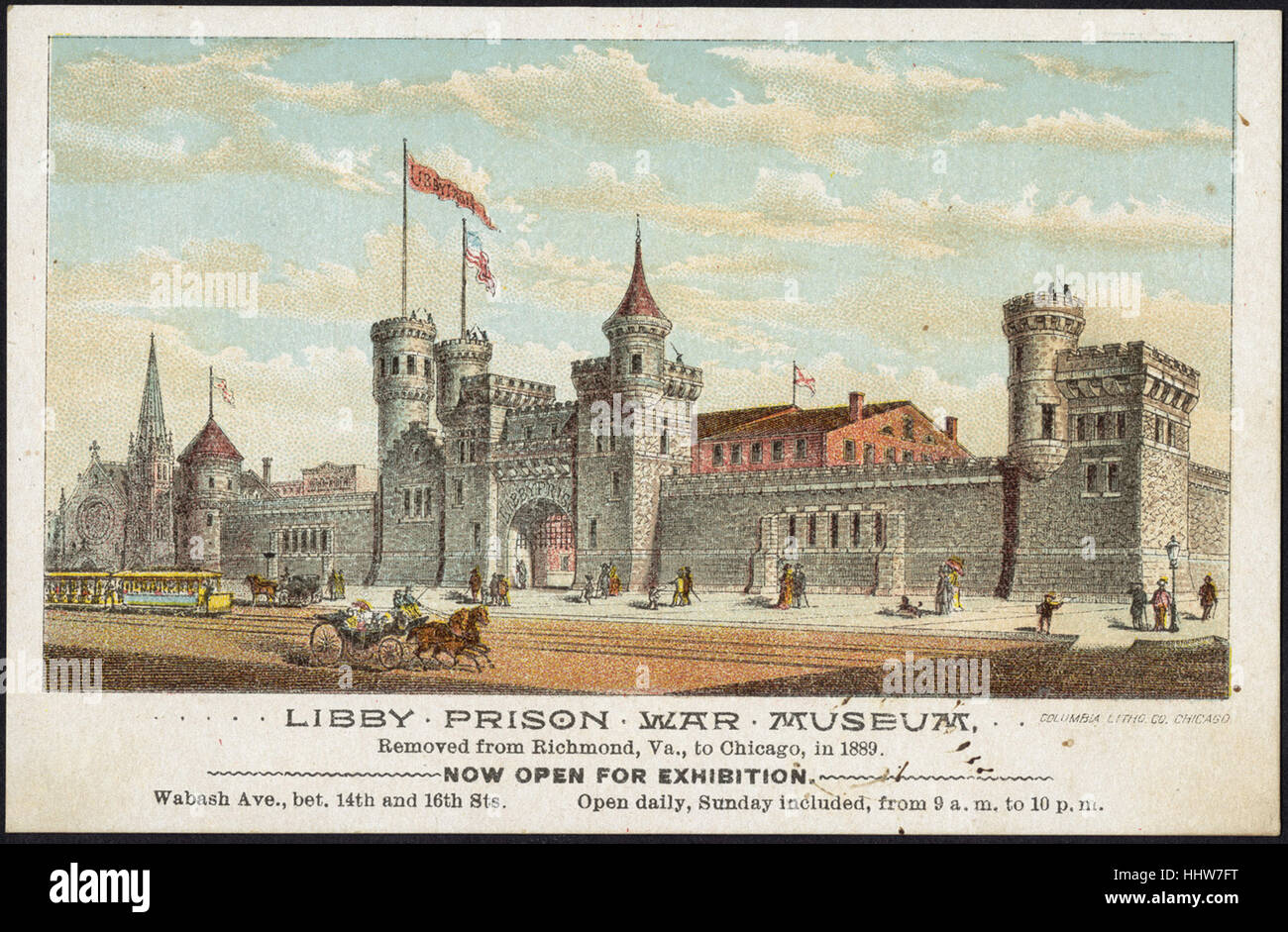 Libby Prison Kriegsmuseum entfernt von Richmond, VA., Chicago, 1889. [Personal] - Freizeit, Lesung und Travel Trade Cards Stockfoto