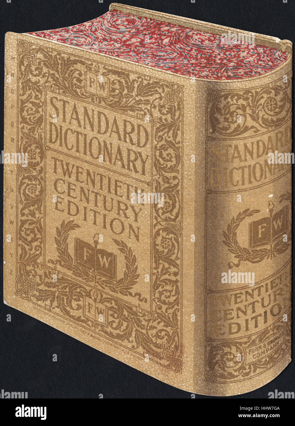 Standardwörterbuch, Ausgabe des zwanzigsten Jahrhunderts. [zurück] - Freizeit, Lesung und Travel Trade Cards Stockfoto