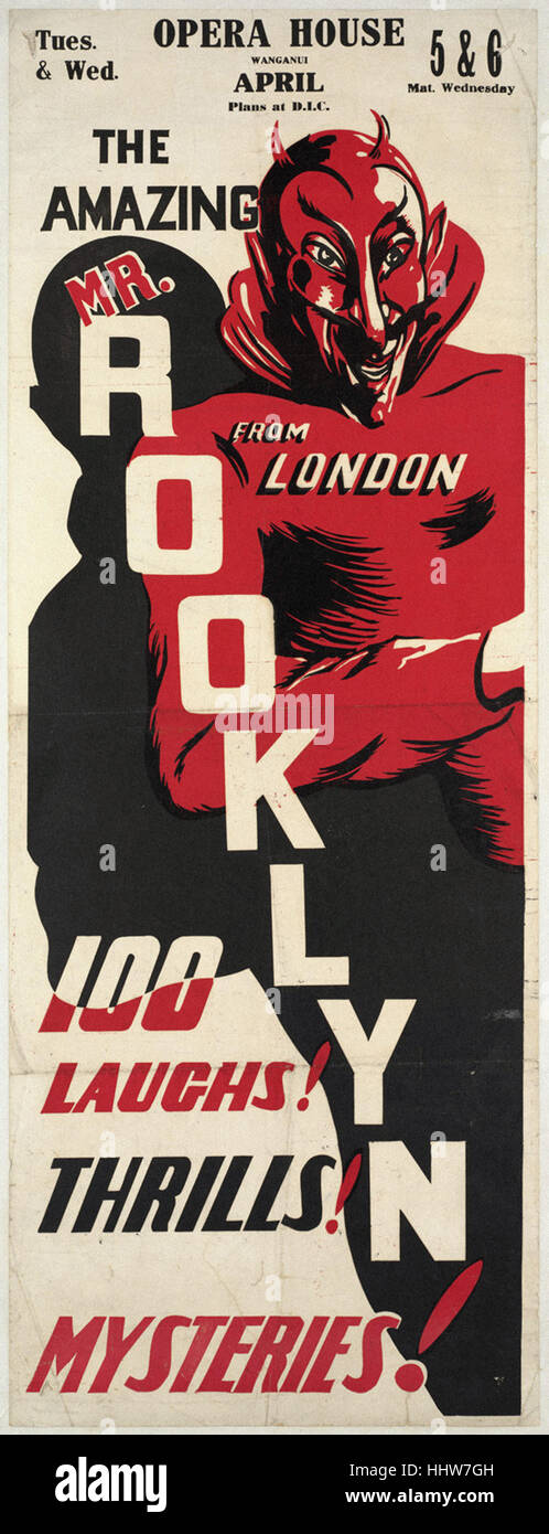 Der erstaunliche Mr Rooklyn aus London   100 lacht! Nervenkitzel! Mysteries!  -Magische Poster Stockfoto
