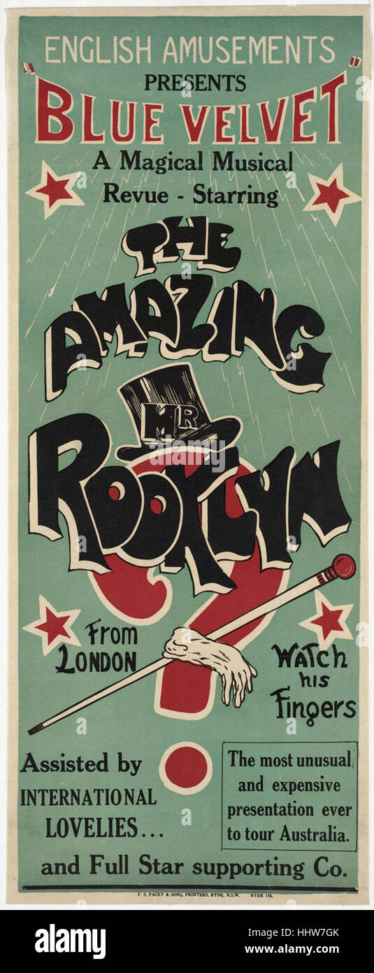 Englische Vergnügungen präsentiert   - Magic Poster Stockfoto