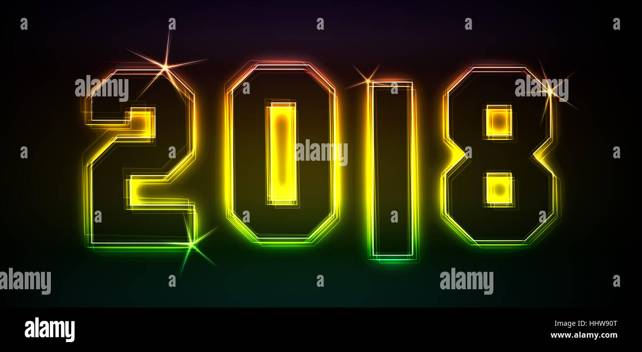 Neon, Party, Feier, Silvester, Neujahr, Jahre, Jahr, Glanz, glänzt, Stockfoto