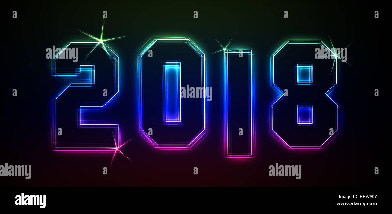 Neon, Party, Feier, Silvester, Neujahr, Jahre, Jahr, Glanz, glänzt, Stockfoto