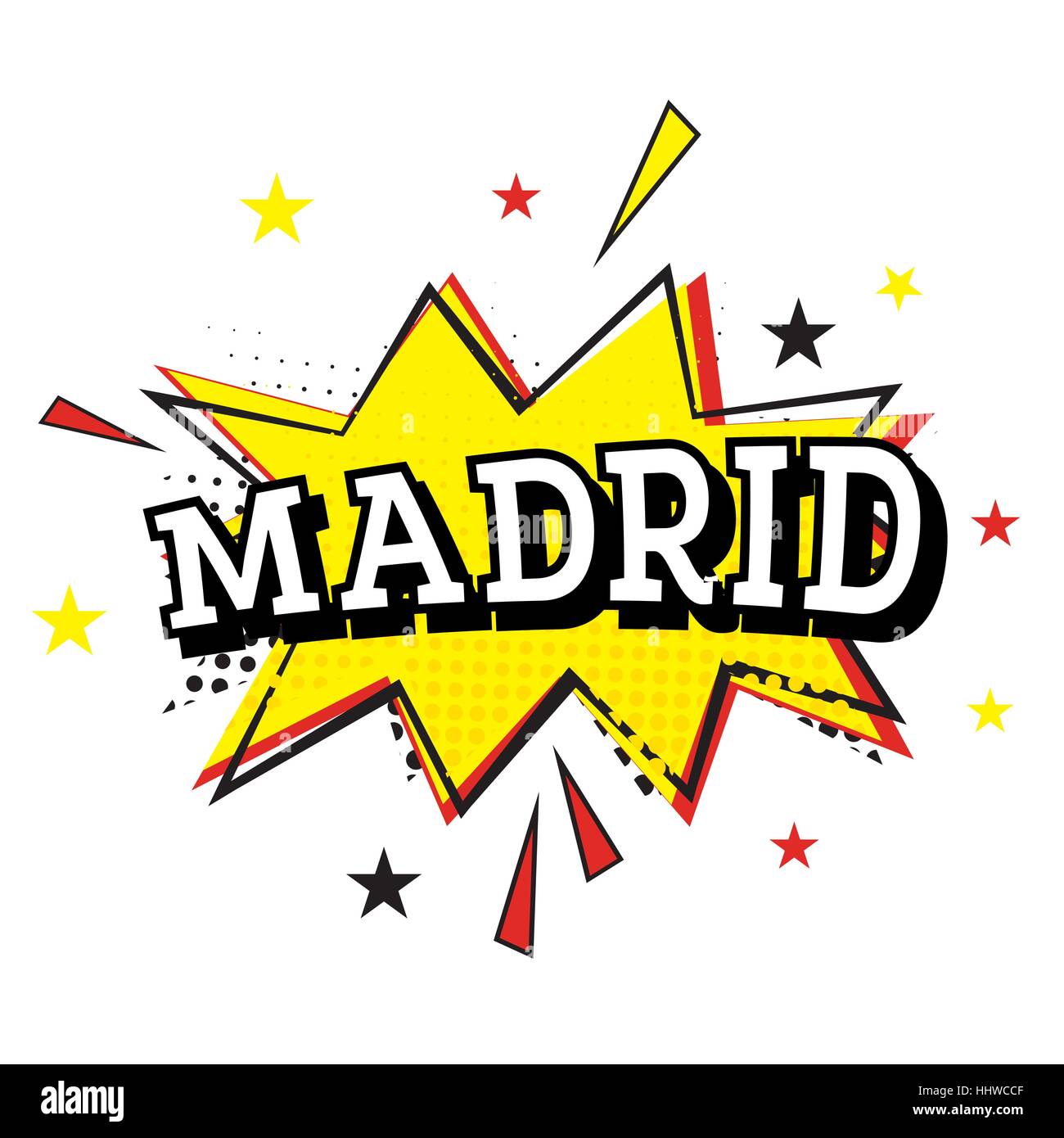 Madrid. Comic-Text im Pop-Art-Stil. Vektor-Illustration Stock Vektor