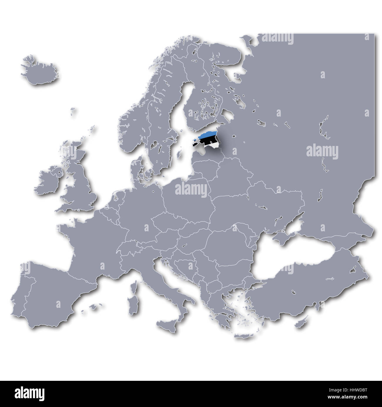 Europakarte Estland Stockfoto