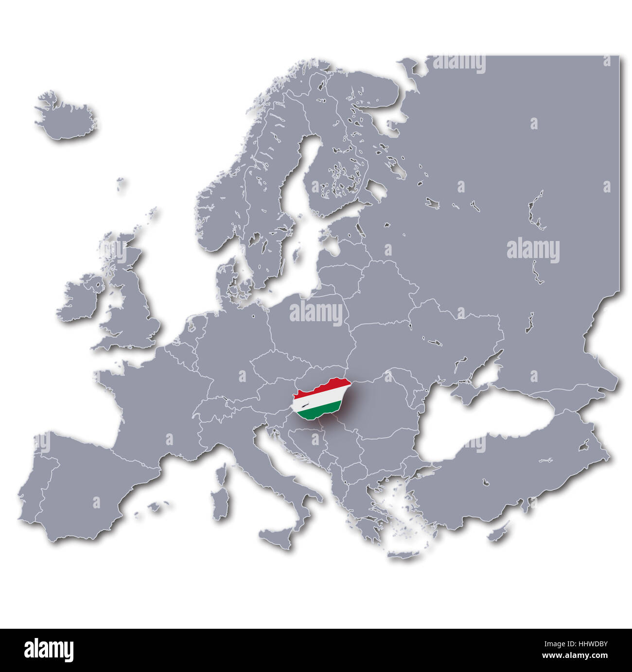 Europa Karte Ungarn Stockfoto
