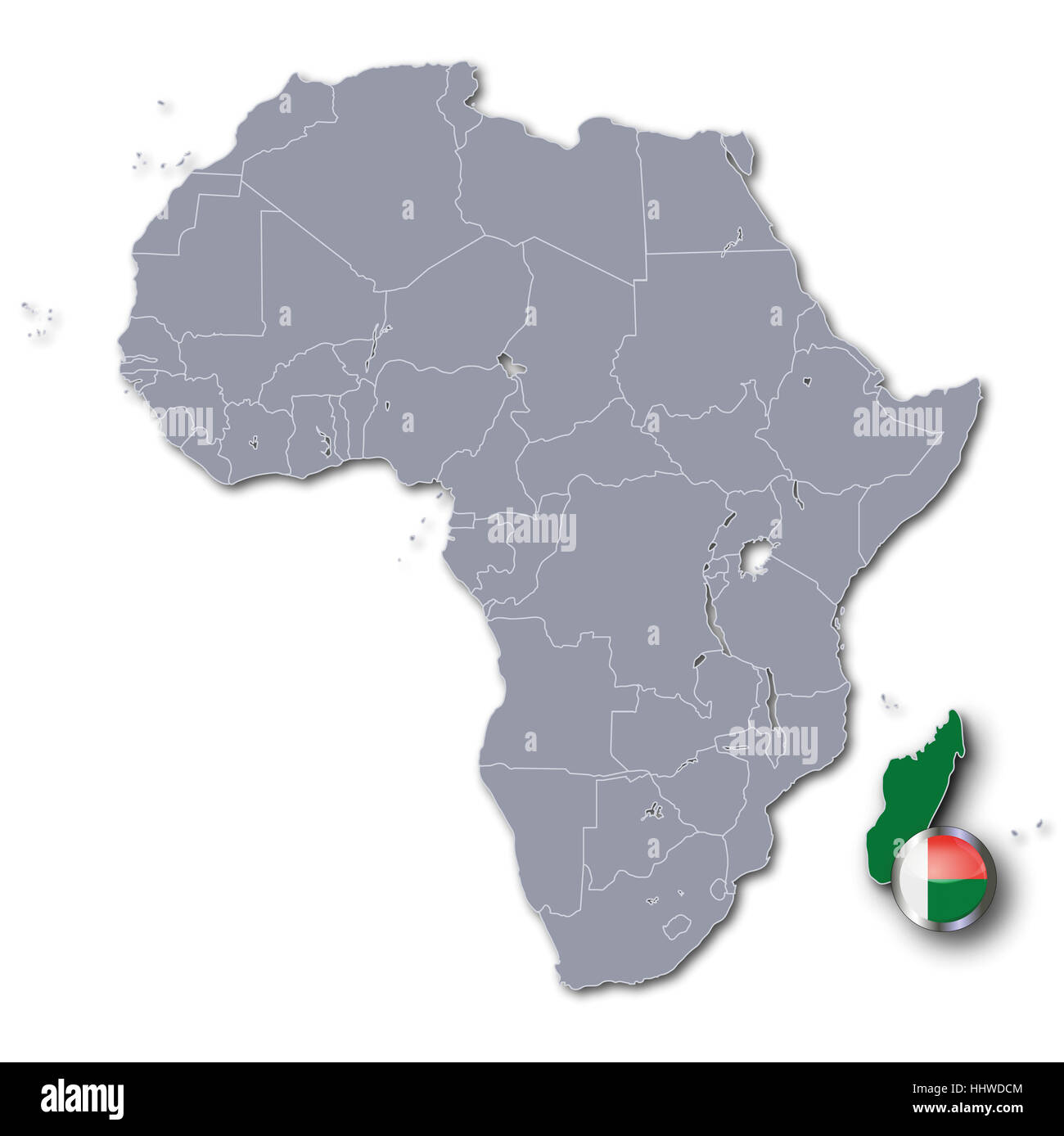 Afrikanische Karte von Madagaskar Stockfoto