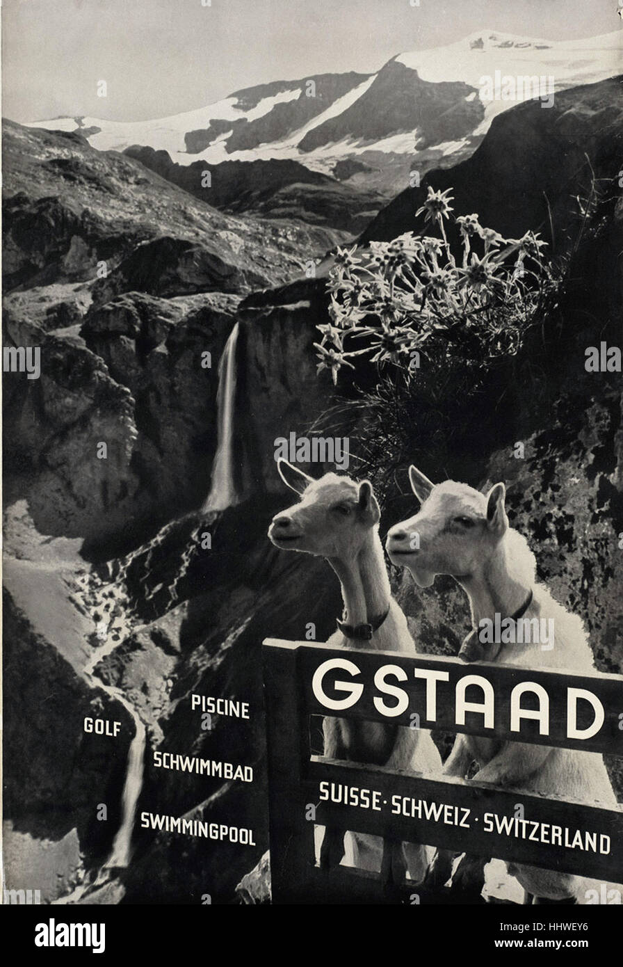 Gstaad - Vintage Reise Poster der 1920er Jahre der 1940er-Jahre Stockfoto