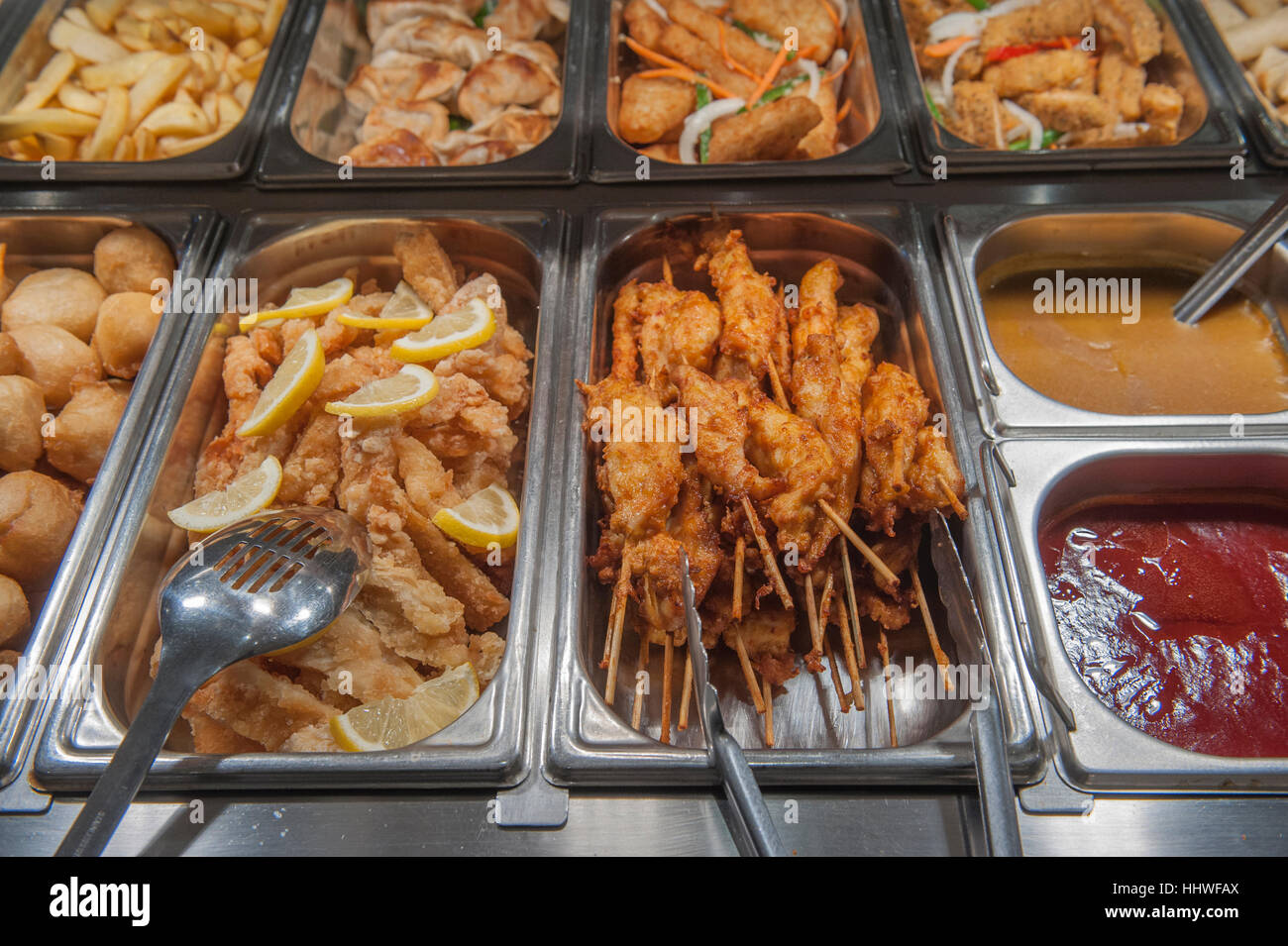 Eine Auswahl an chinesischen Restaurant Speisen. UK Stockfoto