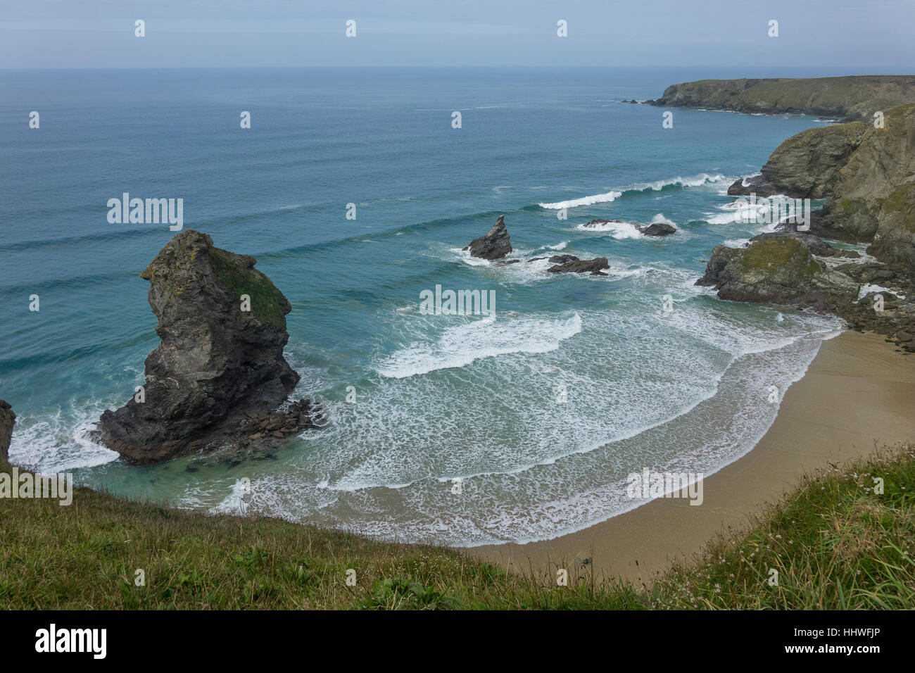 England, Cornwall, Bedruthan Küstenblick in Richtung Park Kopf Stockfoto