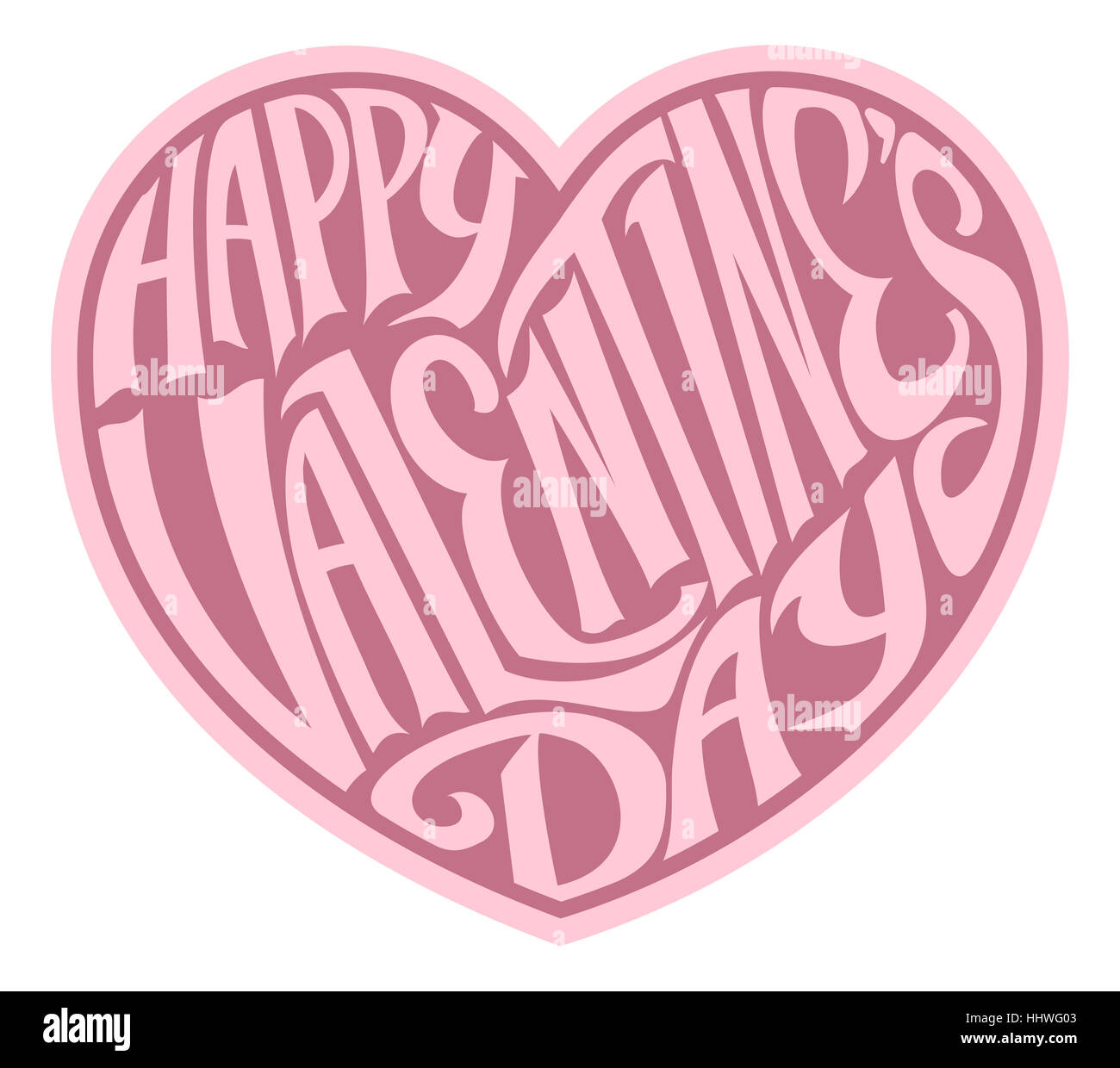 Ein rosa Happy Valentines Day Herzdesign Stockfoto