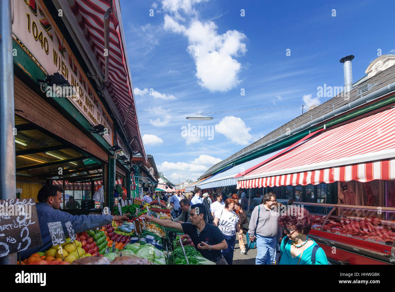 Wien, Wien: Markt Naschmarkt; Obst- und Gemüsestände, 06., Wien, Österreich Stockfoto