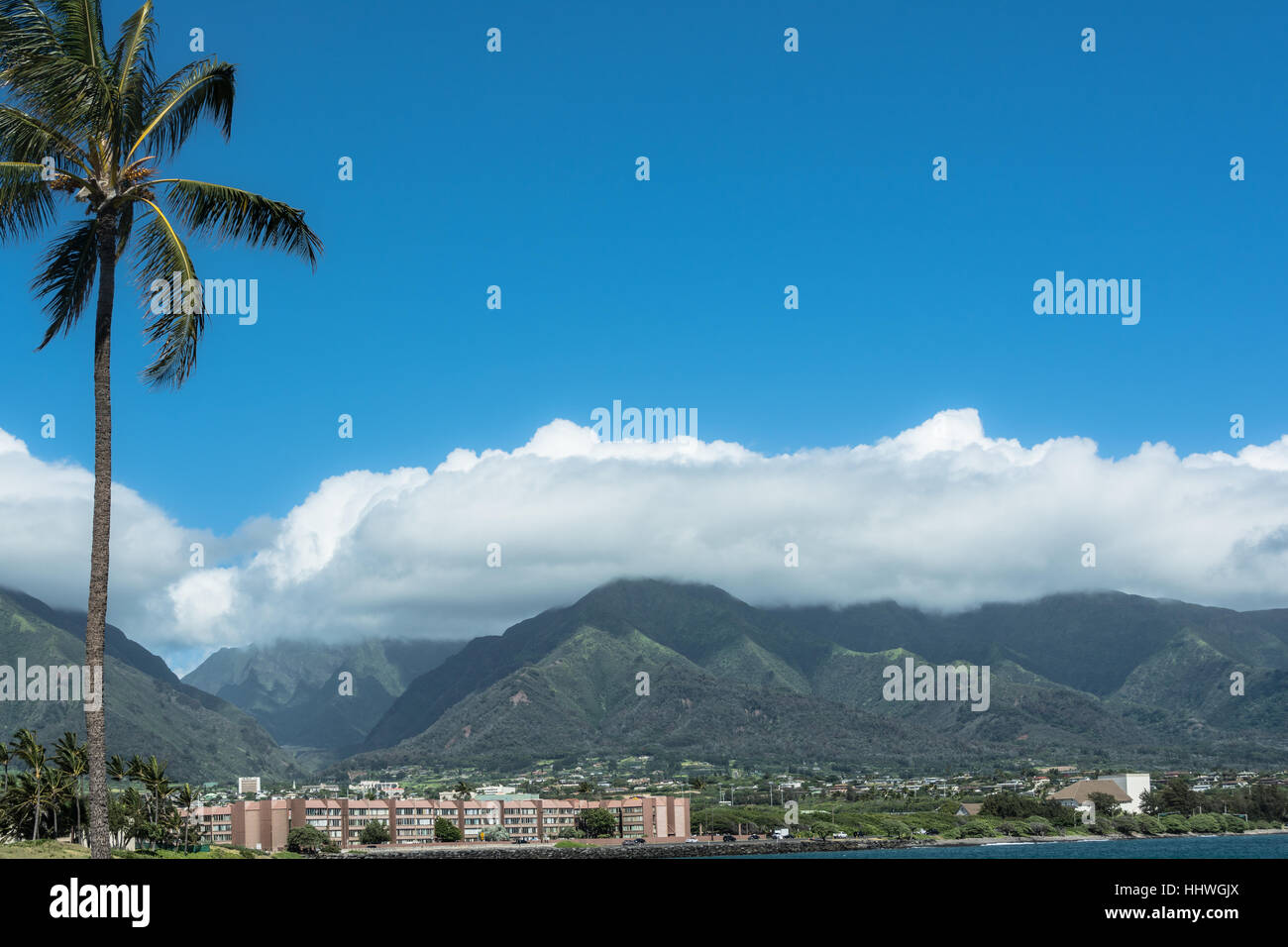 Kahului-Blick vom Strand, Maui, Hawaii Stockfoto