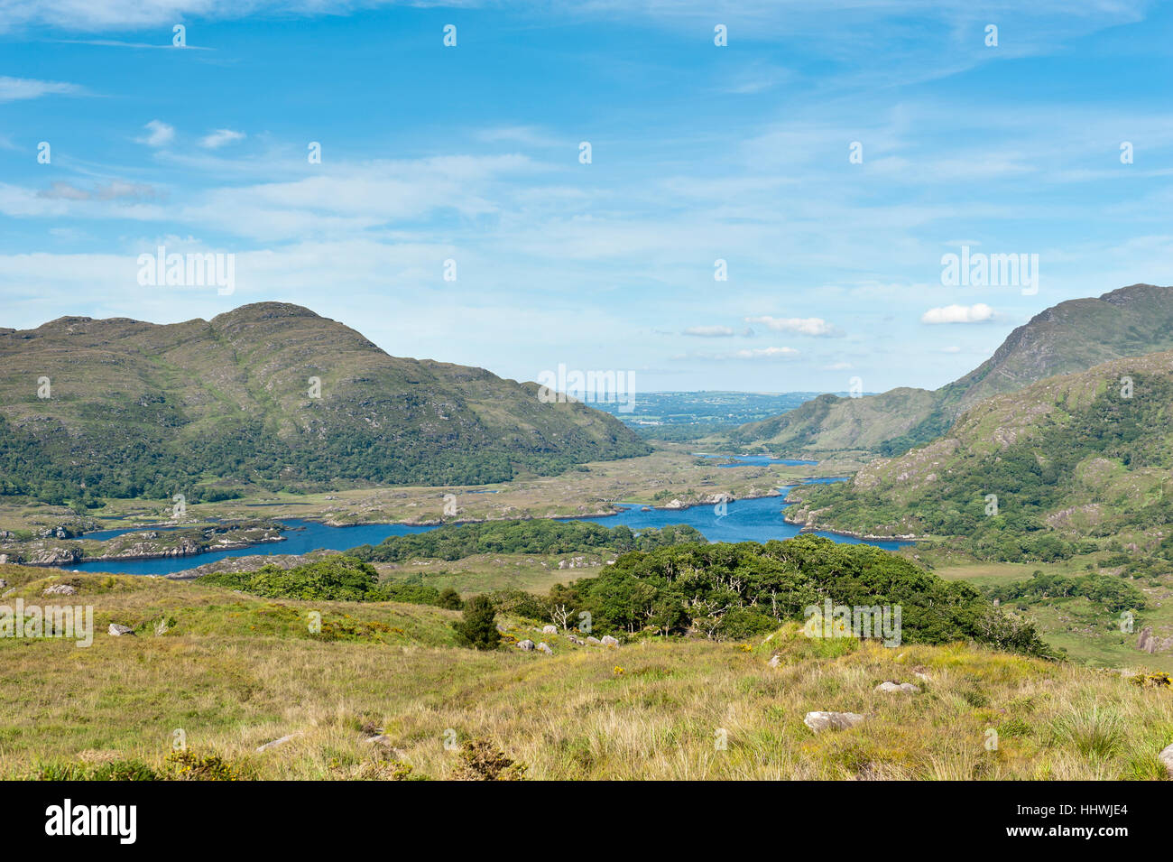 Untersee, Blick vom Ladies View, Killarney National Park, County Kerry, Irland Stockfoto