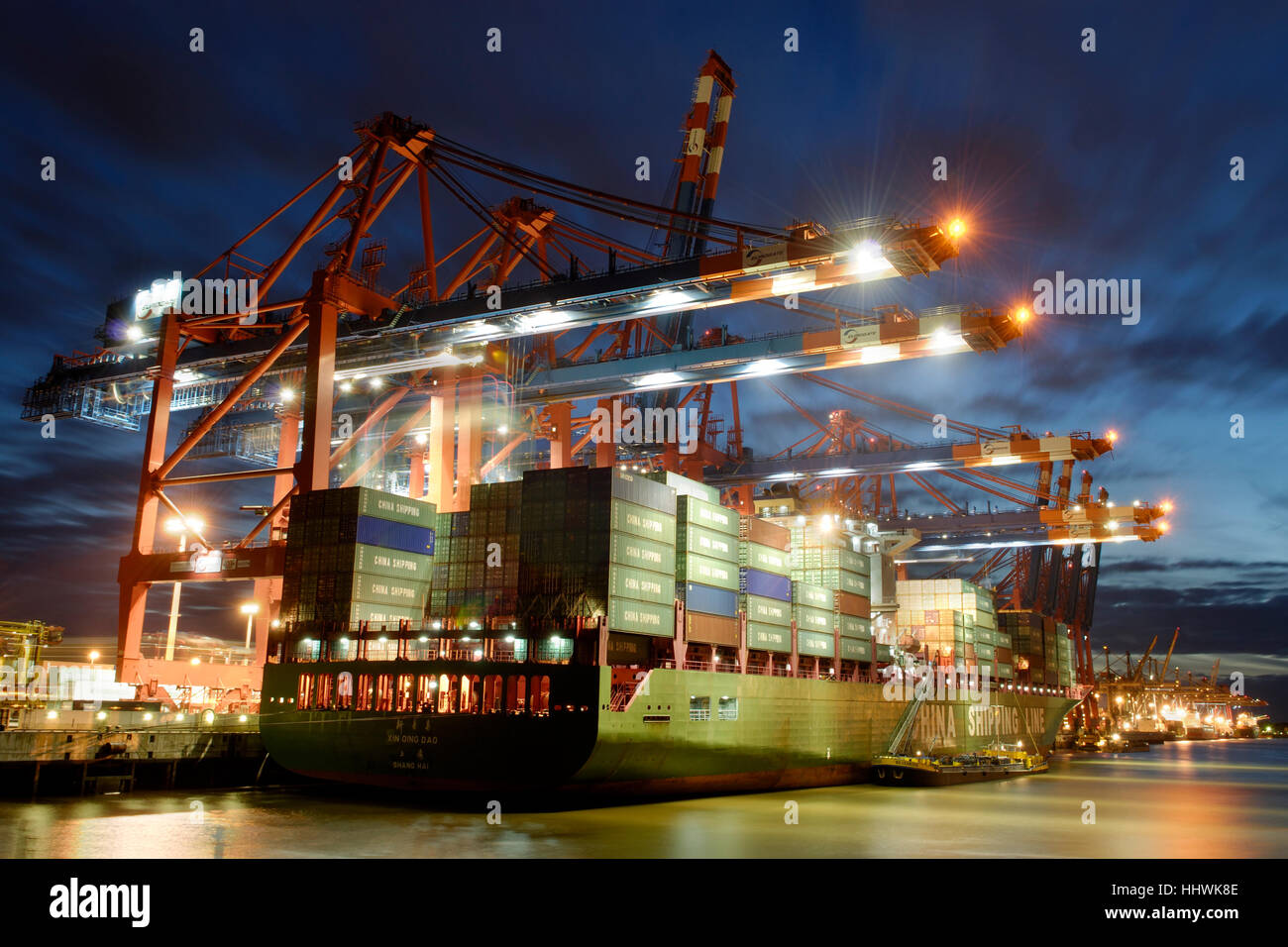 Containerschiff am Eurogate, Hafen Hamburg, Deutschland Stockfoto