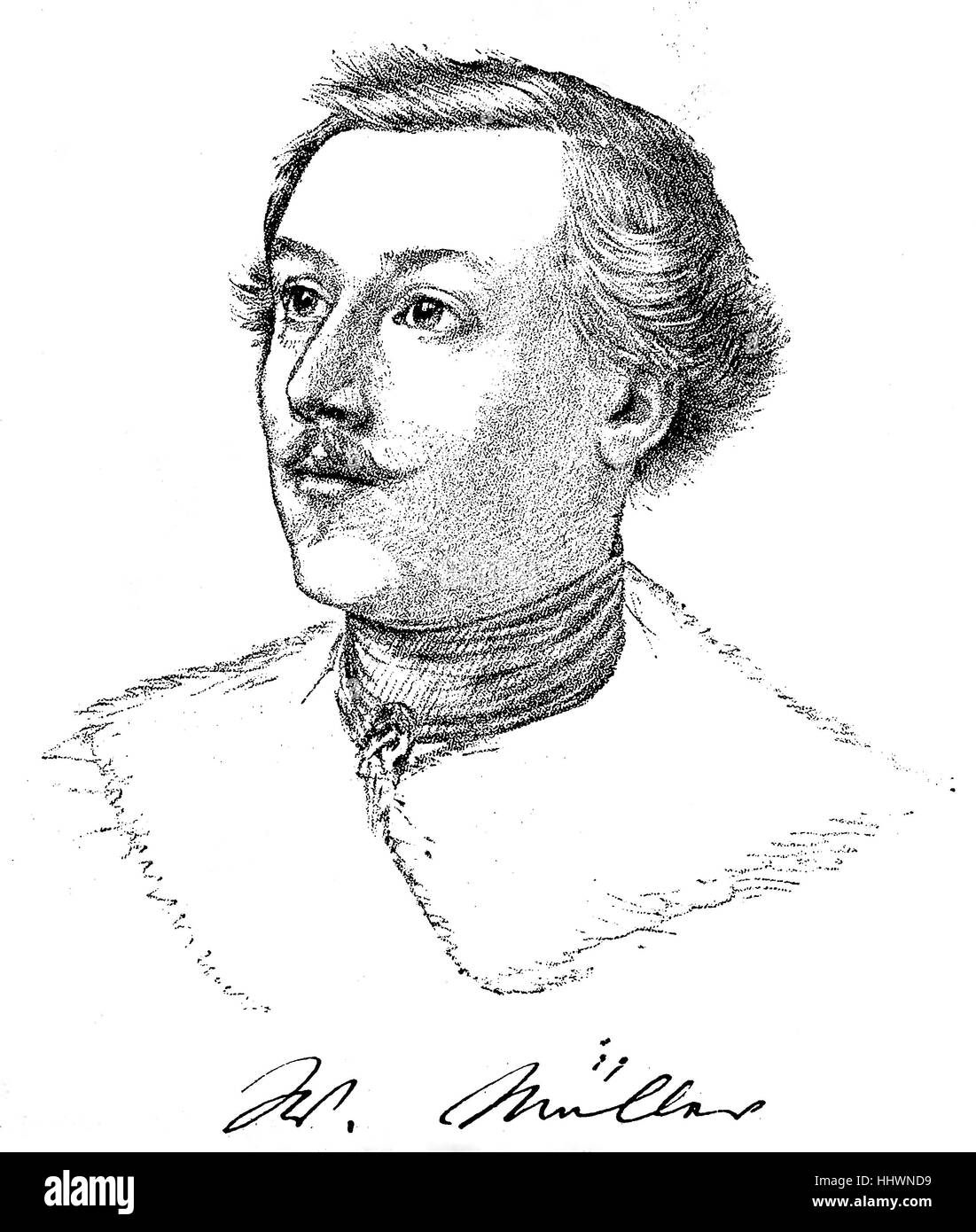 Johann Ludwig Wilhelm Mueller, wurde 7. Oktober 1794 - 30. September 1827, ein deutscher Lyriker, Geschichtsbild oder Illustration, veröffentlicht 1890, digital verbessert Stockfoto