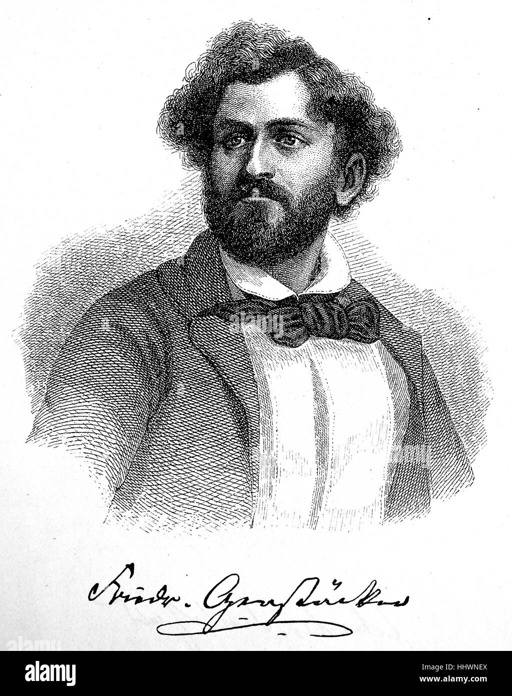 Friedrich Gerstaecker, wurde 10. Mai 1816 in Hamburg - 31. Mai 1872 in Braunschweig, ein deutscher Reisender und Schriftsteller, Geschichtsbild oder Illustration, veröffentlicht 1890, digital verbessert Stockfoto