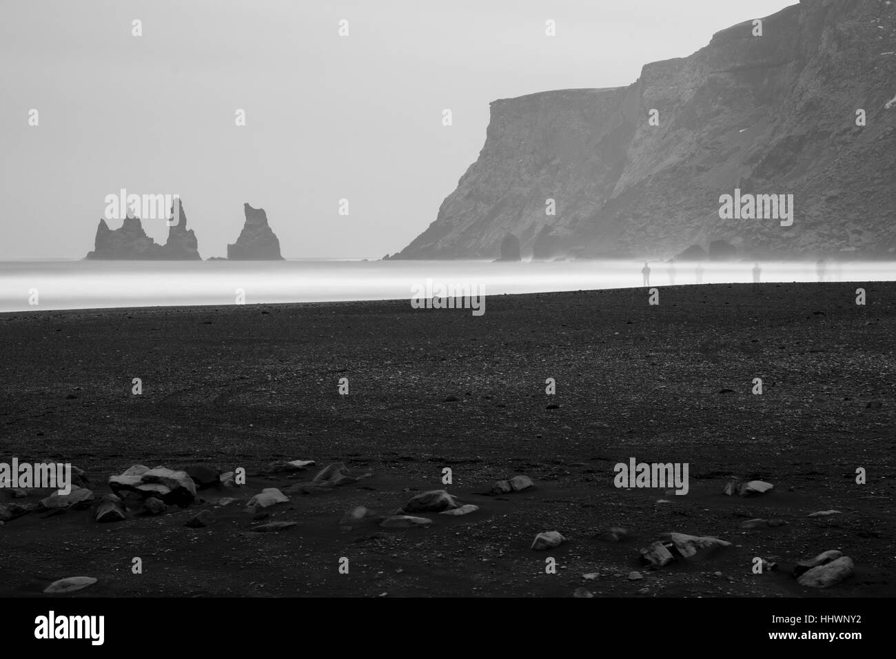 Black Sand Beach Island Stockfoto