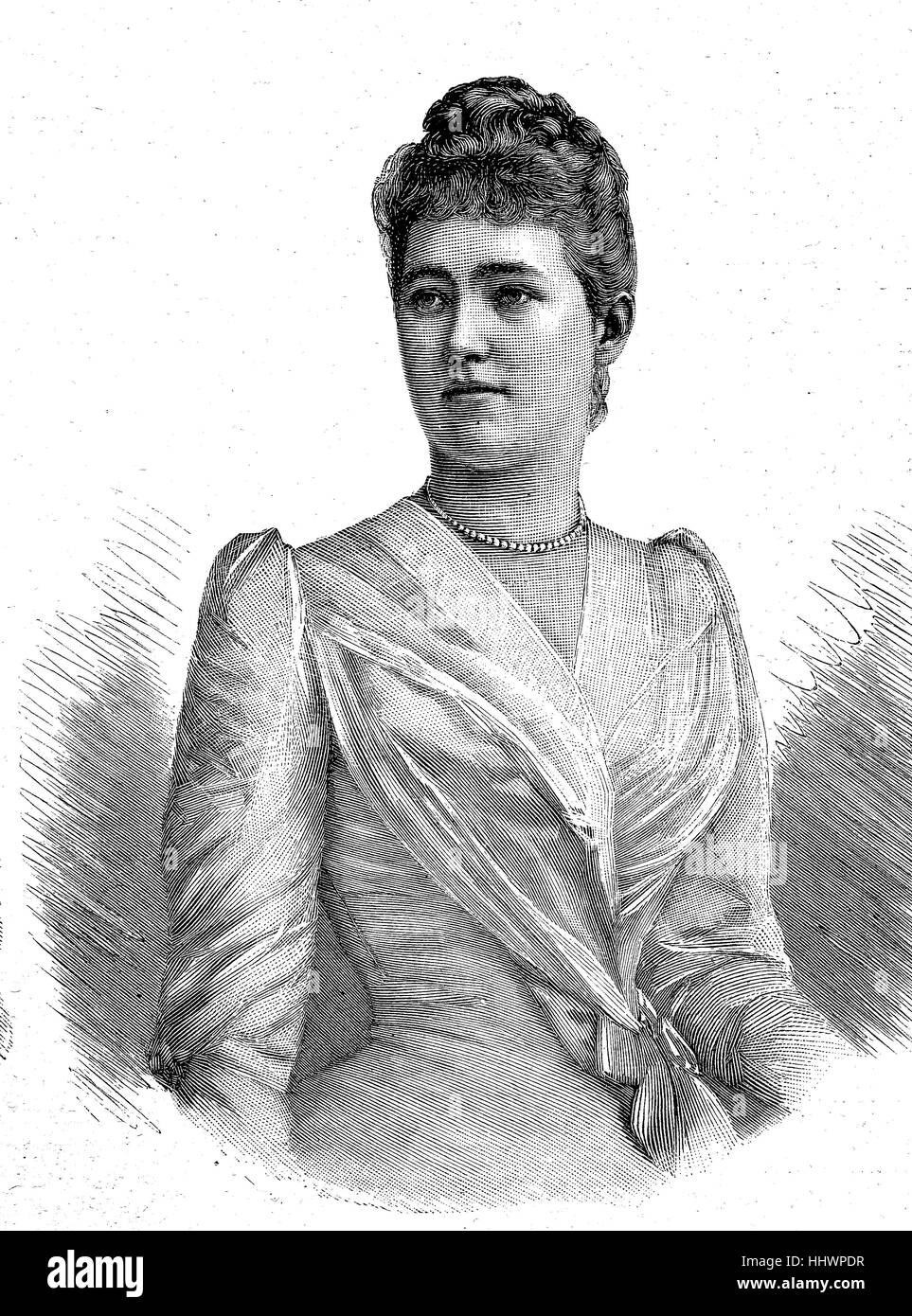 Bathildis Prinzessin von Schaumburg-Lippe, Deutsch: Prinzessin Bathildis Marie Leopoldine Anna Auguste Zu Schaumburg-Lippe; 21. Mai 1873 - 6. April 1962, war Tochter von Prinz William von Schaumburg-Lippe ", historisches Bild oder Illustration, veröffentlicht 1890, digital verbessert Stockfoto