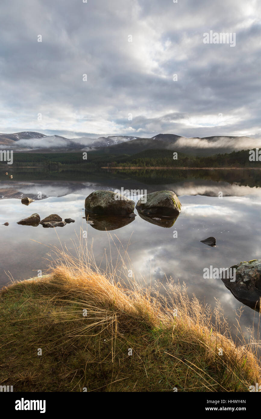 Loch Morlich im Cairngorms National Park von Schottland. Stockfoto