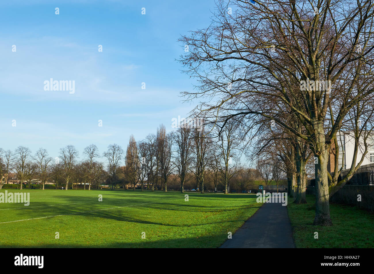 MARKFIELD Park, South Tottenham, London UK, im winter Stockfoto