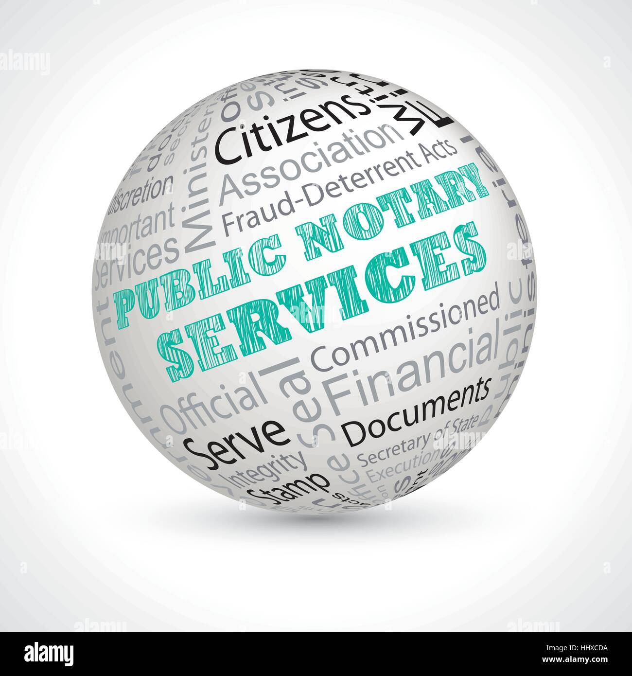 Notardienstleistungen Vektor Thema Kugel mit keywords Stock Vektor