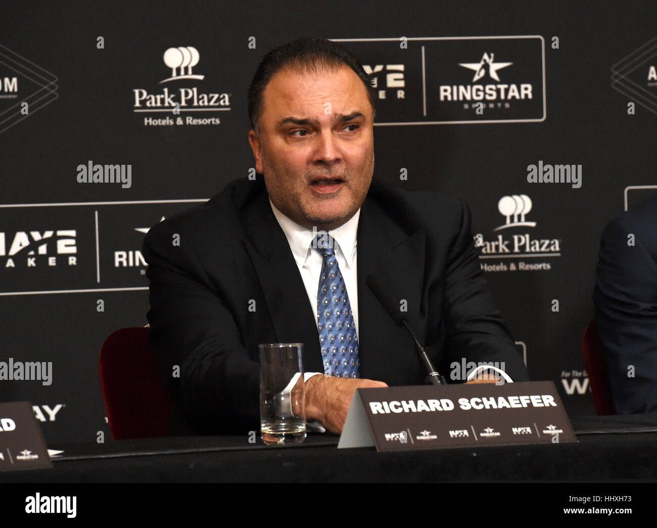 Richard Schaefer während einer Pressekonferenz verkünden den Start der Haymaker Ringstar im Park Plaza Hotel, London. PRESSEVERBAND Foto. Bild Datum: Freitag, 20. Januar 2017. Vgl. PA Geschichte Boxen Haye. Bildnachweis sollte lauten: Kirsty O'Connor/PA Wire. Stockfoto