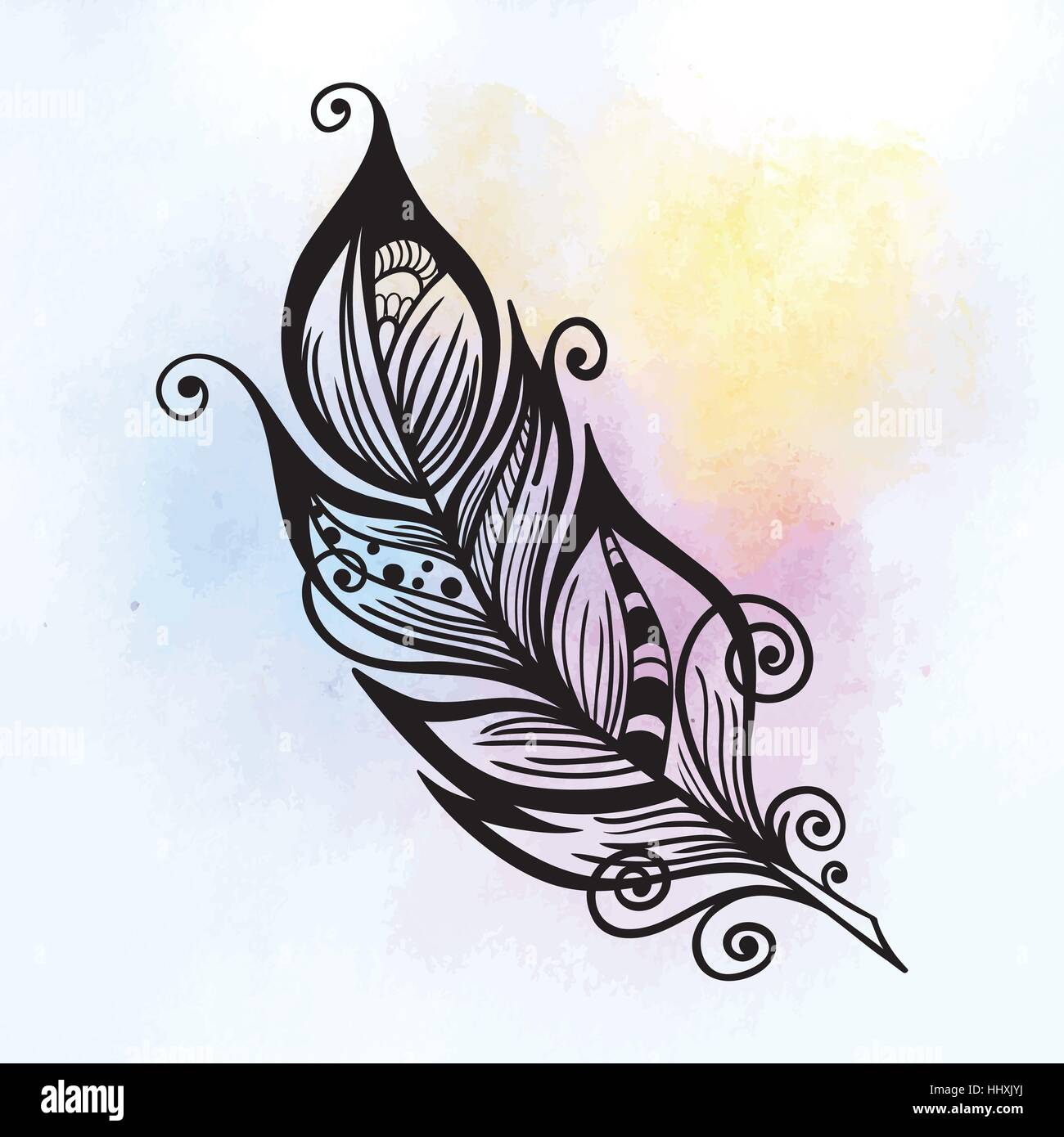 Vektor Handgemalte Schwarz Weiss Dekorative Feder Vektor Illustration Von Plume Fur Ihr Design Gebrauchsfertig Auf Farbigen Hintergrund Skizziert Hand Plu Stock Vektorgrafik Alamy