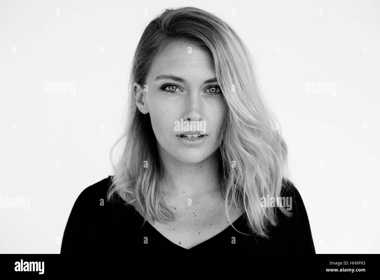Frau fröhlich Studio Portrait Konzept Stockfoto