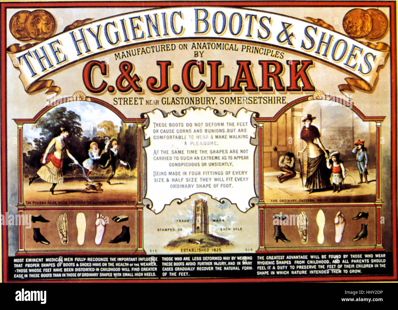 CLARKS britische Firma Anzeige Schuh um 1890. Stockfoto