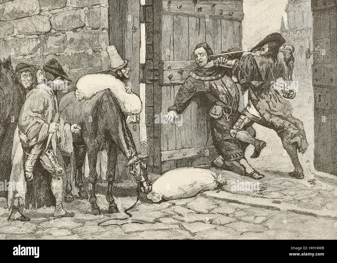 Wie Sir William Douglas und seine Gefährten die Burg von Edinburgh von Kriegslist gefangen genommen Stockfoto