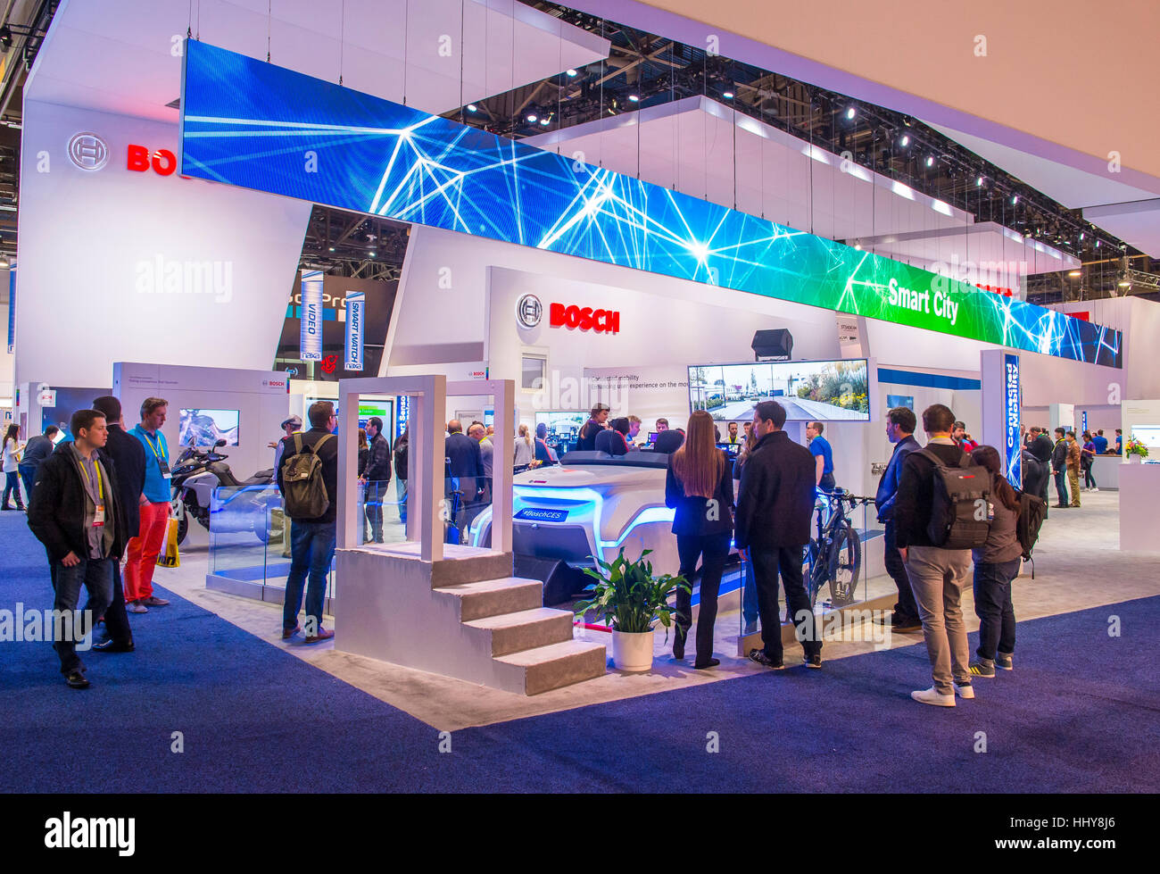 LAS VEGAS - JAN 08: Die Bosch-Stand auf der CES in Las Vegas auf Anzeigen  8. Januar 2017, CES ist die weltweit führenden Unterhaltungselektronik Messe  Stockfotografie - Alamy