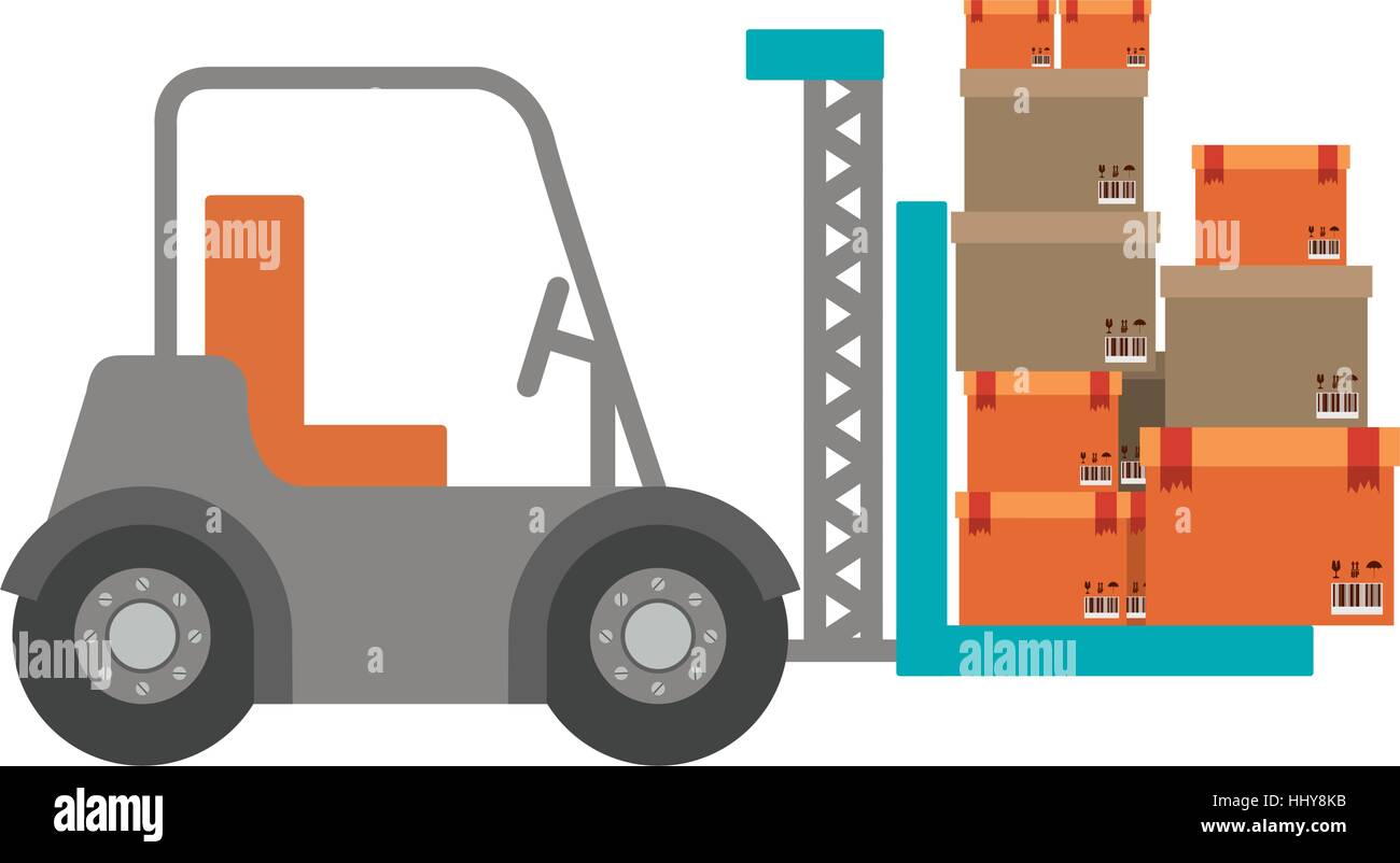 Gabelstapler mit versiegelten Paketen Vektor-illustration Stock Vektor