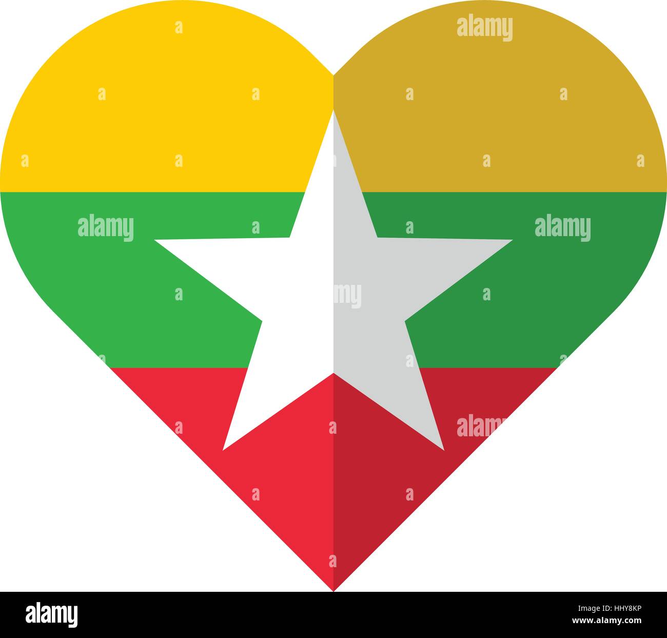 Vektorbild von der Myanmar-Flaches Herz-Fahne Stock Vektor