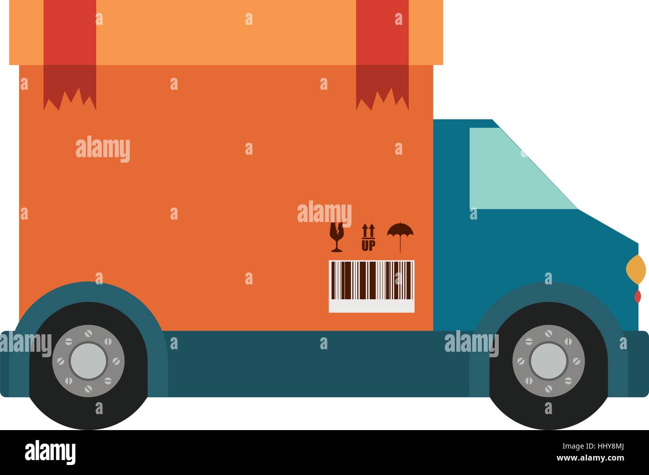 Transportwagen mit Vagon versiegelten Verpackung Klebeband in Karton mit Box Cover-Vektor-illustration Stock Vektor