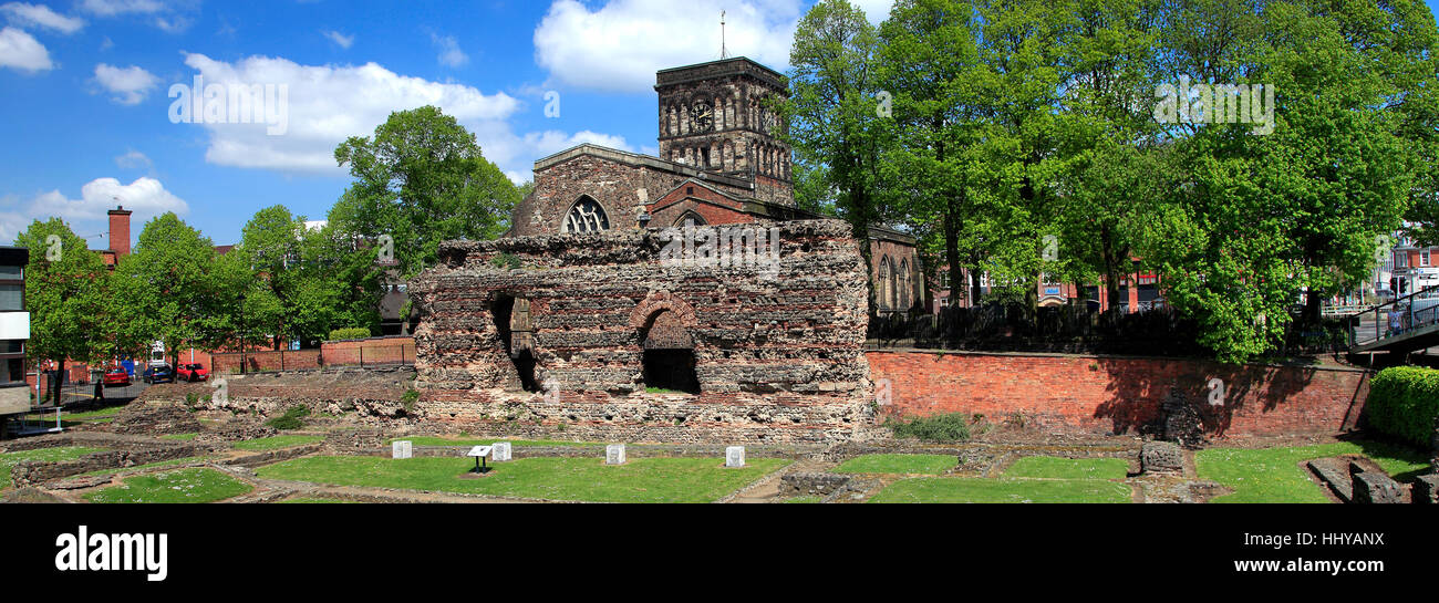 Die Ruinen des Judentums Wand, Jewry Wall Museum, Leicester City, Leicestershire, England; Großbritannien; UK Stockfoto