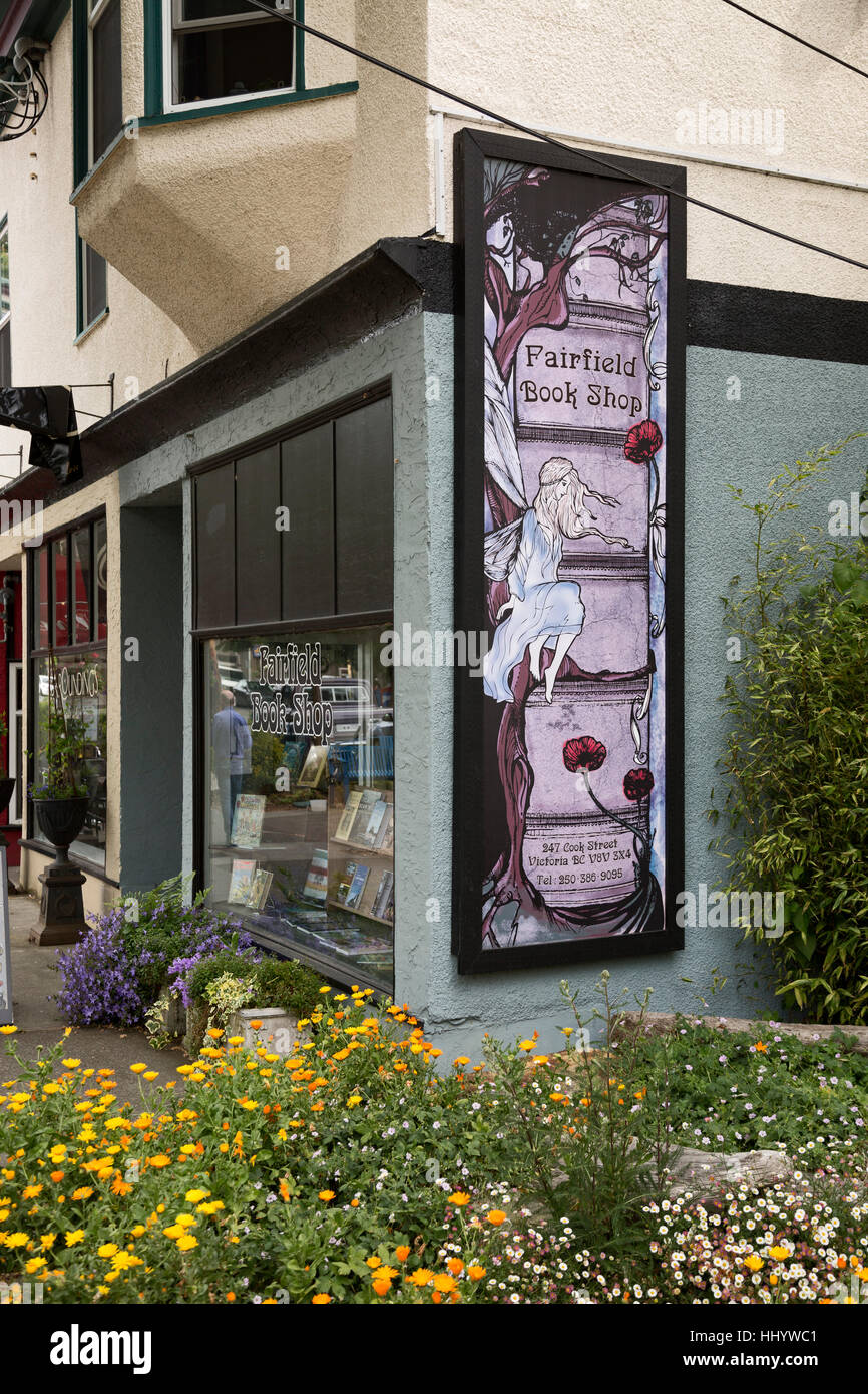 Ecke Buchhandlung auf Cook st. Victoria, British Columbia. Stockfoto