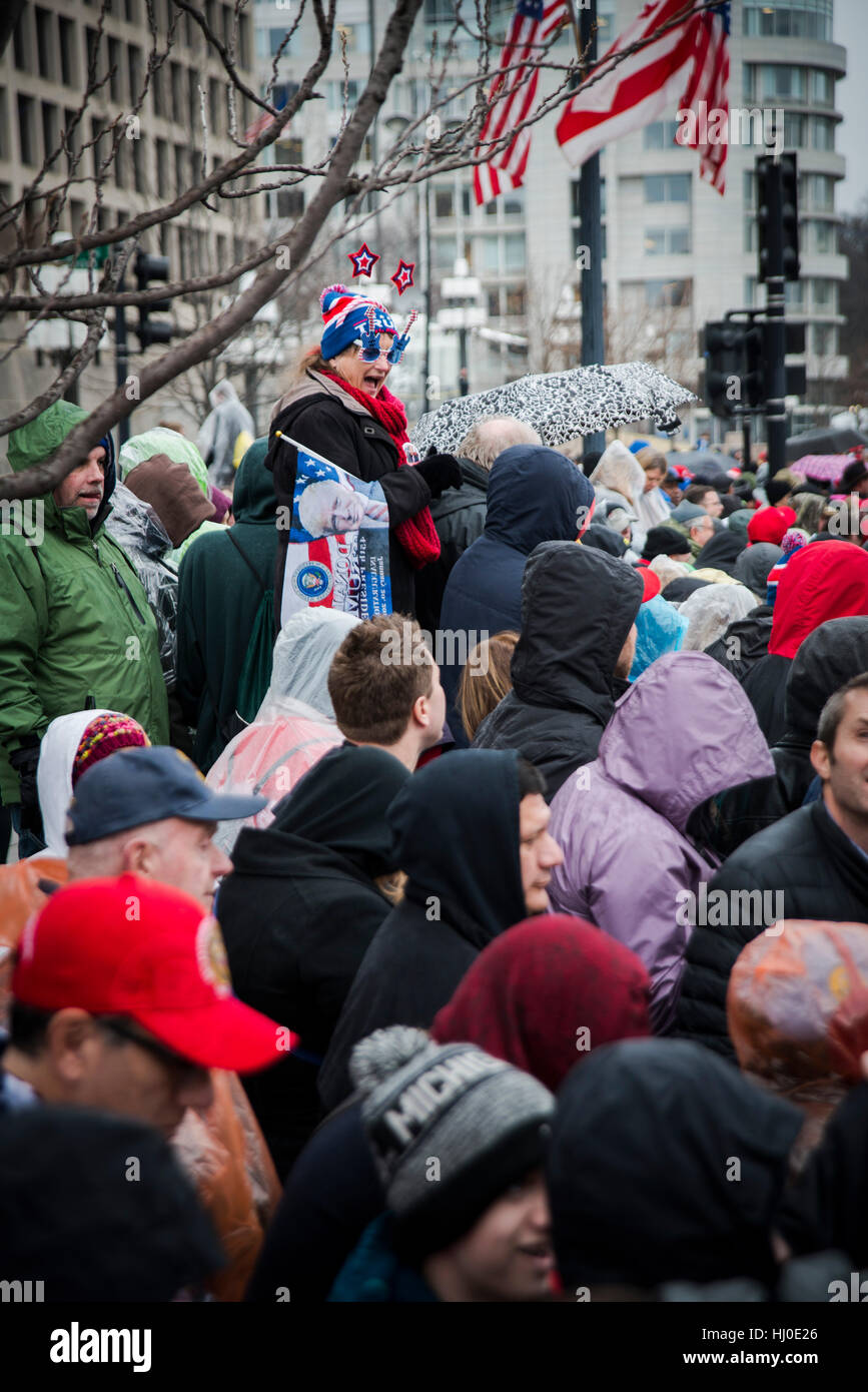 Die Menge von Donald Trump-Anhängern während des Einweihrungstages. Washington DC, USA. Januar 2017 Stockfoto