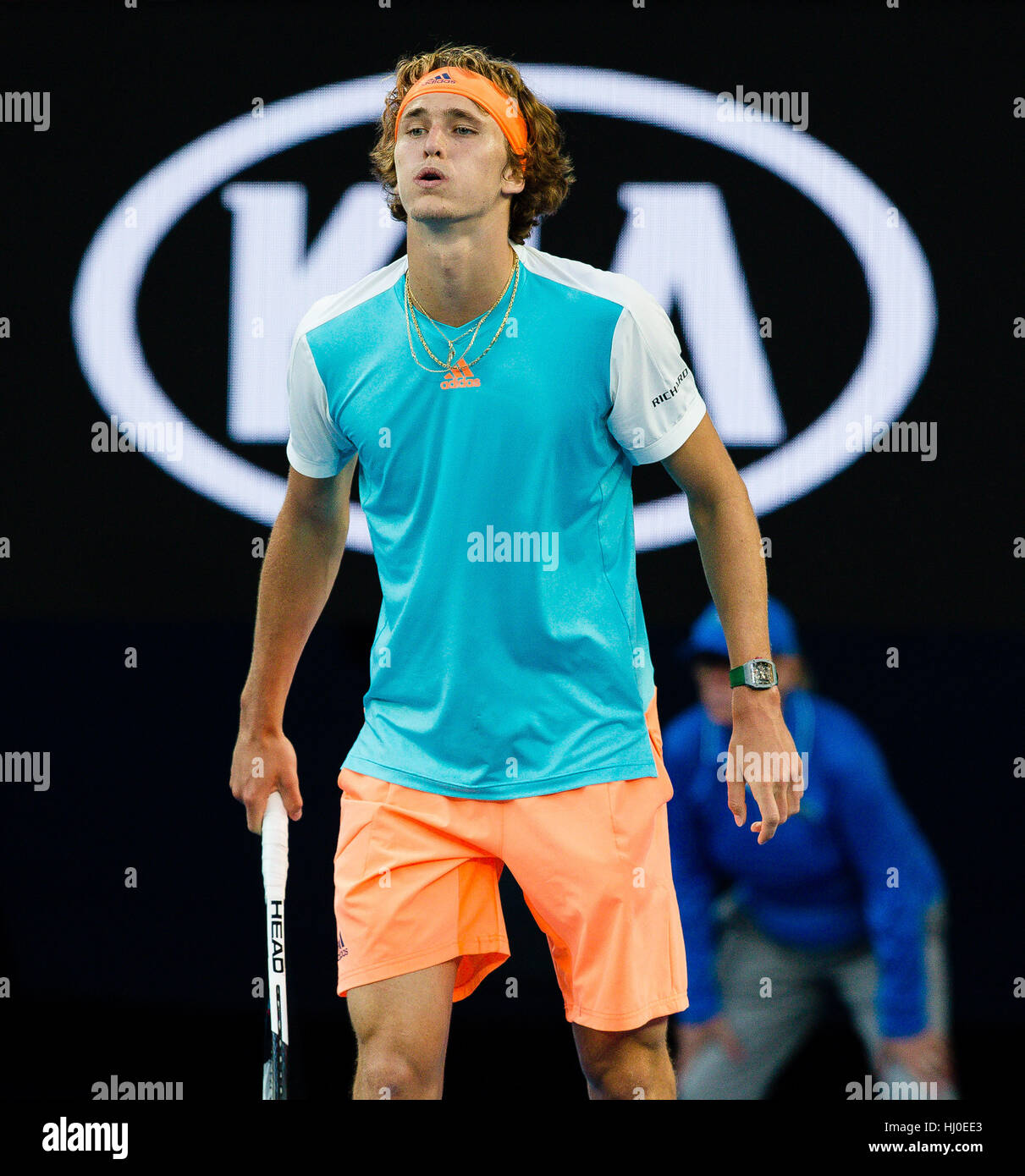 Melbourne, Australien. 21. Januar 2017. Alexander Zverev of Germany bei der 2017 Australian Open in Melbourne Park in Melbourne, Credit: Frank Molter/Alamy Live-Nachrichten Stockfoto