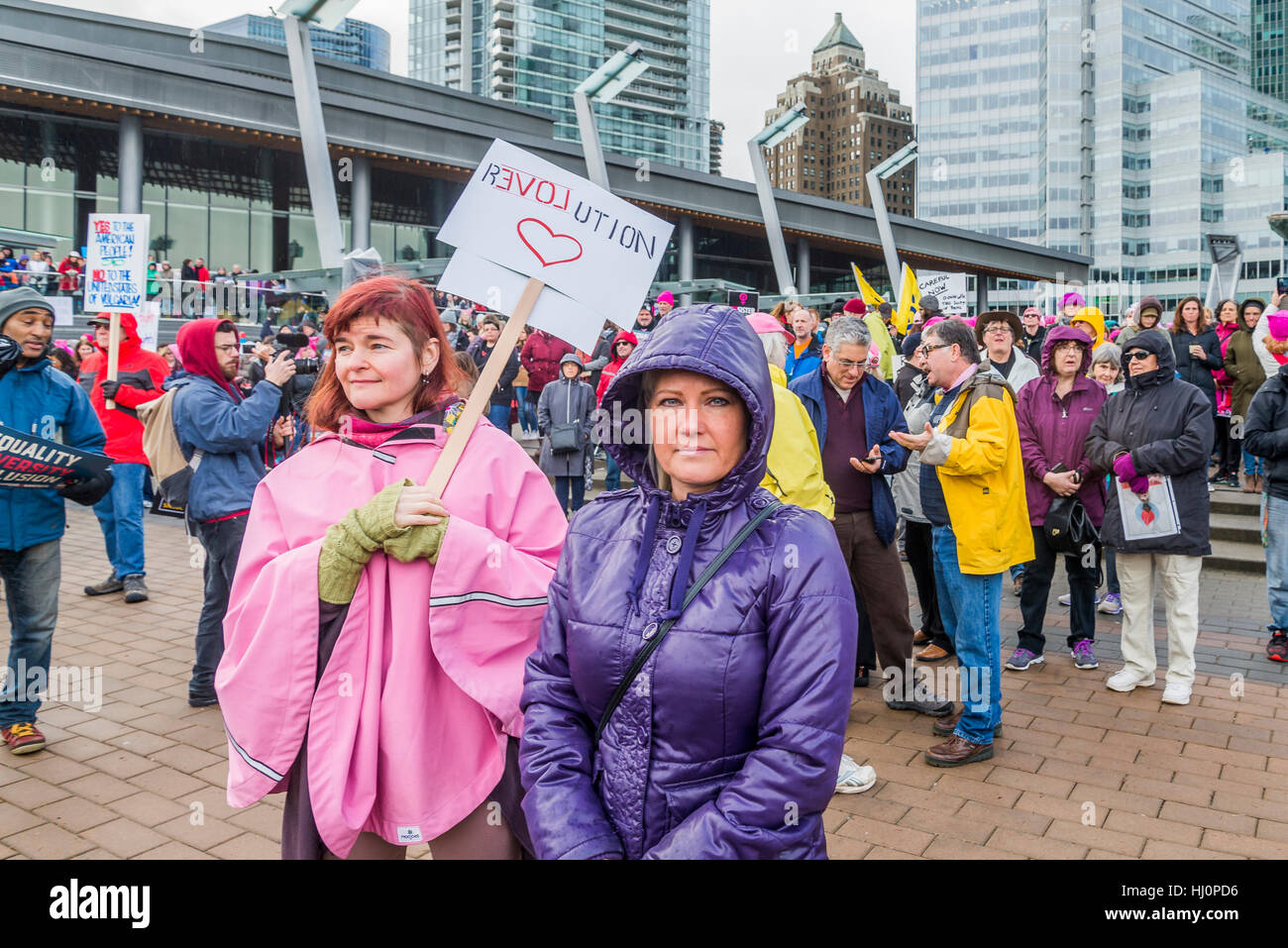 Vancouver, Kanada. 21. Januar 2017. Vancouver Damen marschieren gegen Trump, Vancouver, Britisch-Kolumbien, Kanada. Bildnachweis: Michael Wheatley/Alamy Live-Nachrichten Stockfoto