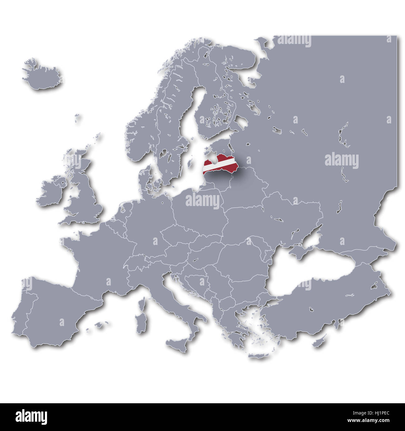 Europakarte Lettland Stockfoto