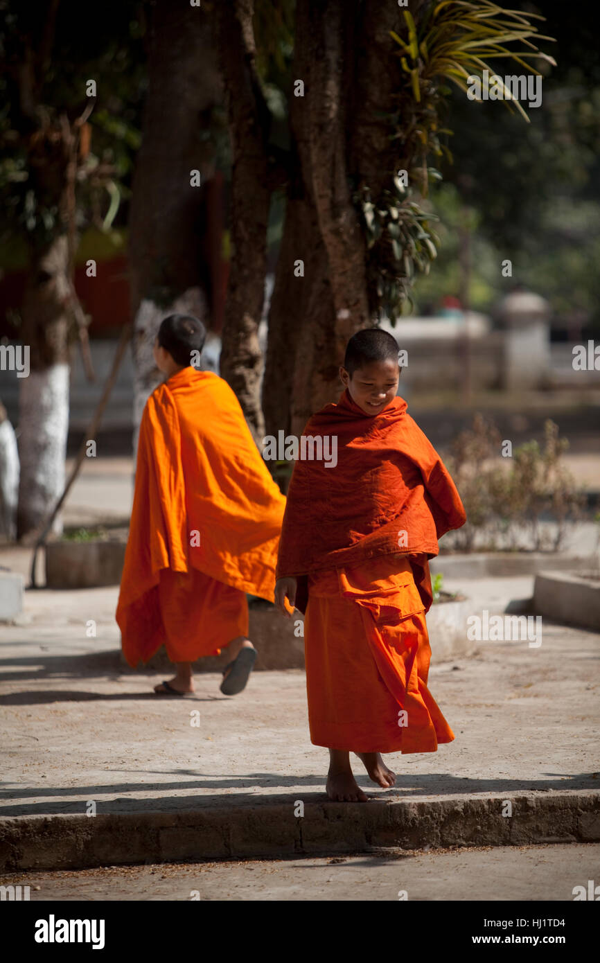 Junger Mönch aus Laos Stockfoto