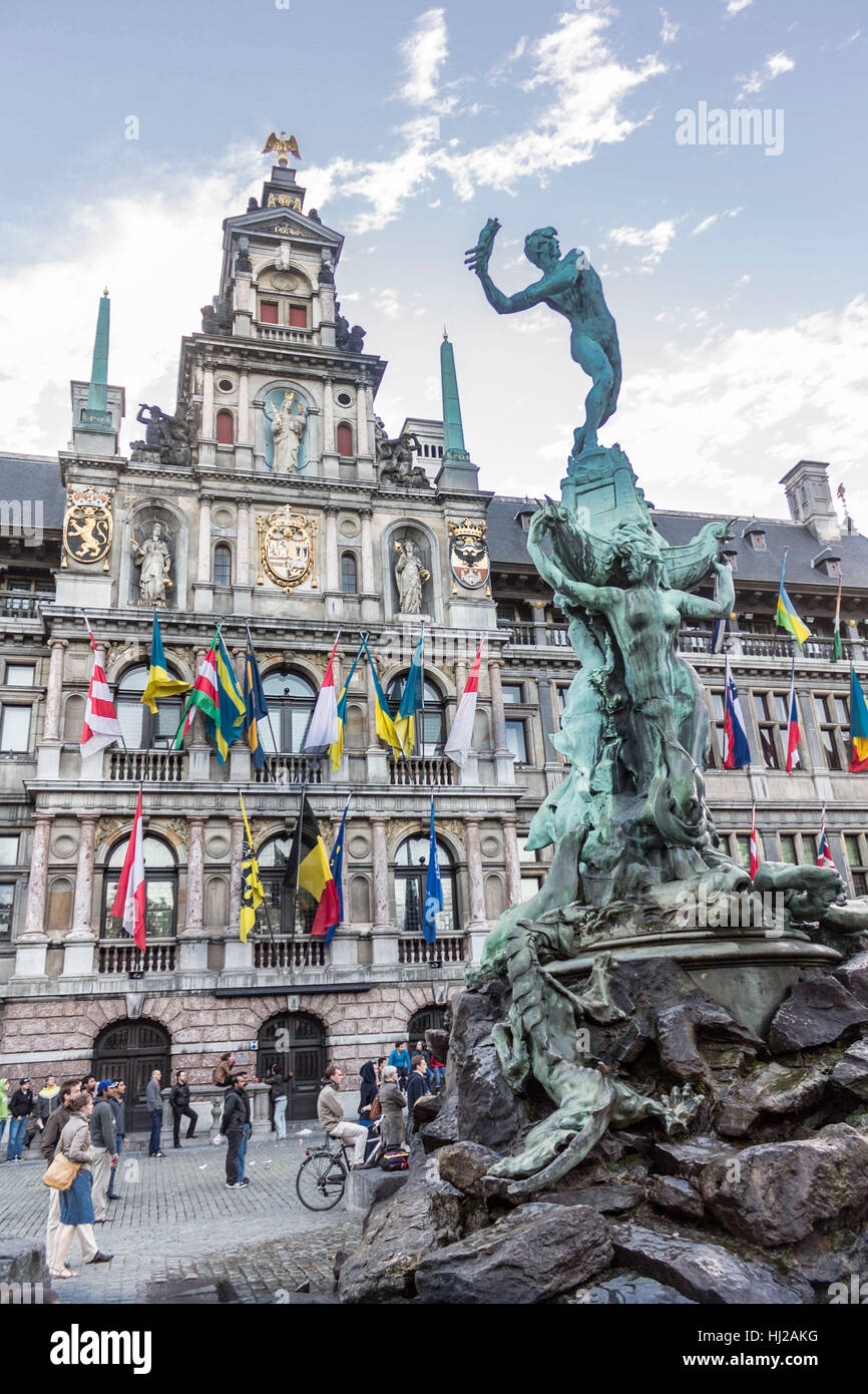 Rathaus Grote Markt Antwerpen Belgien Stockfoto