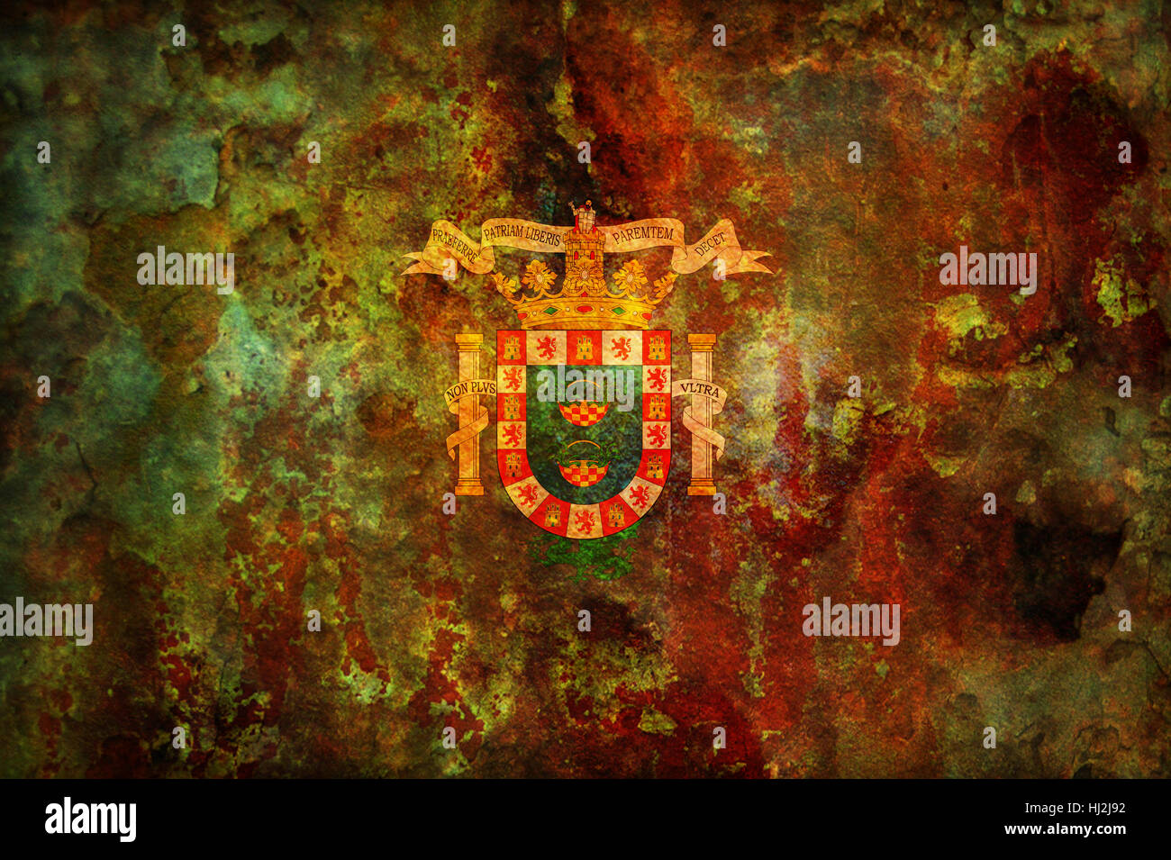 isoliert, Emblem, Spanien, Vintage, Abbildung, Fahne, rostig, national, Land, Stockfoto