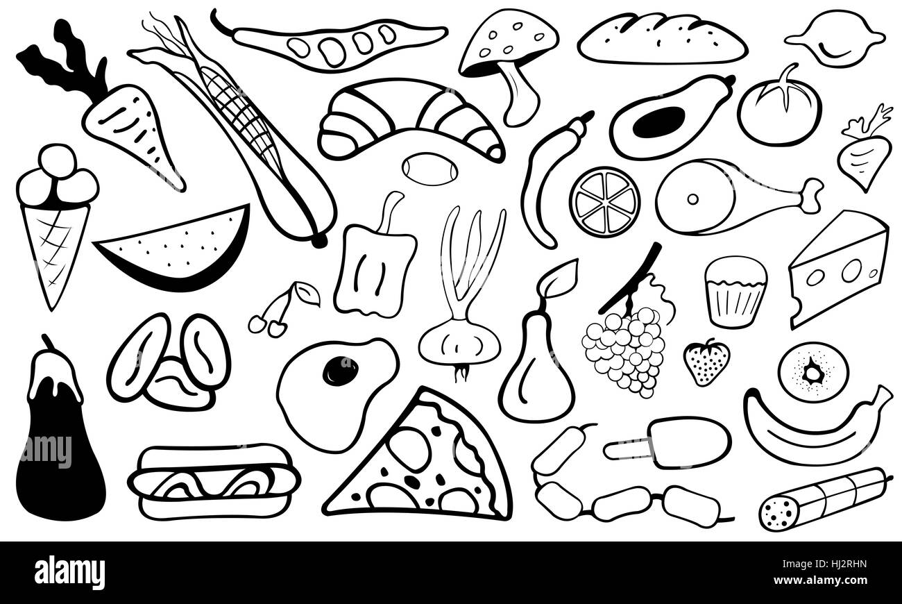 Essen Doodle Abbildung isoliert Stockfoto